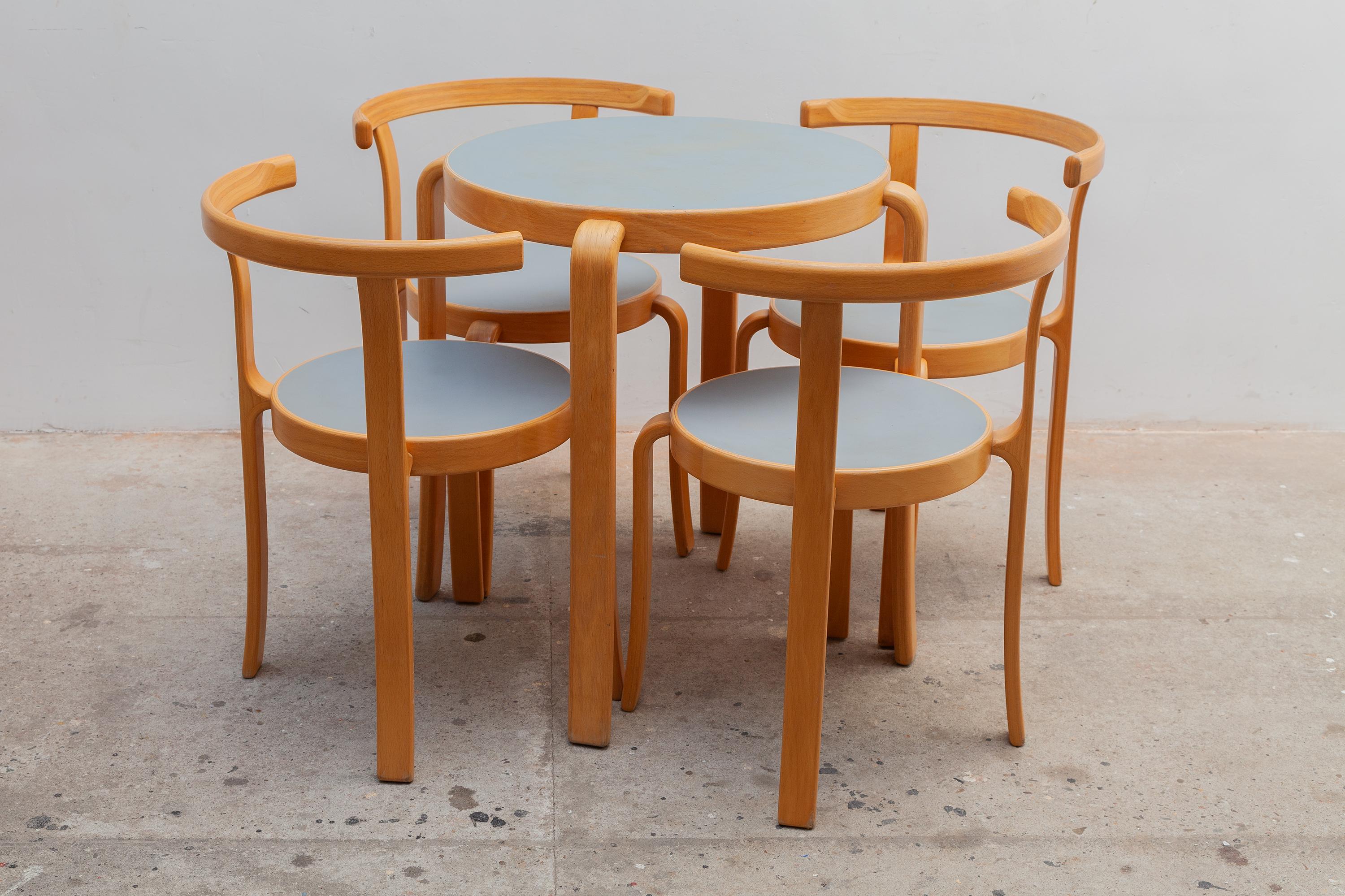 Hand-Crafted Set of Four Stacking Chairs Designed by Magnus Olesen 