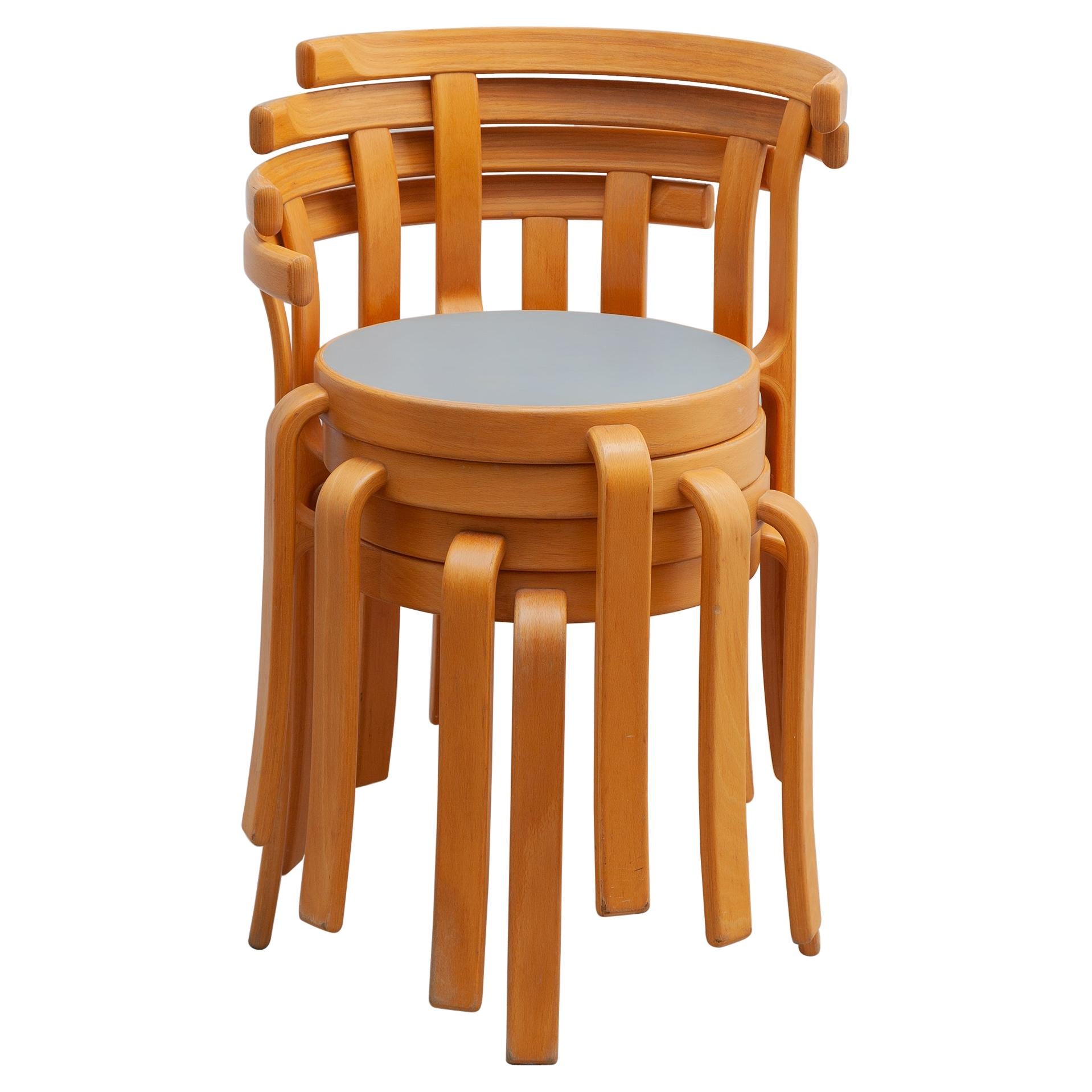 Set of Four Stacking Chairs Designed by Magnus Olesen "8000 Series"