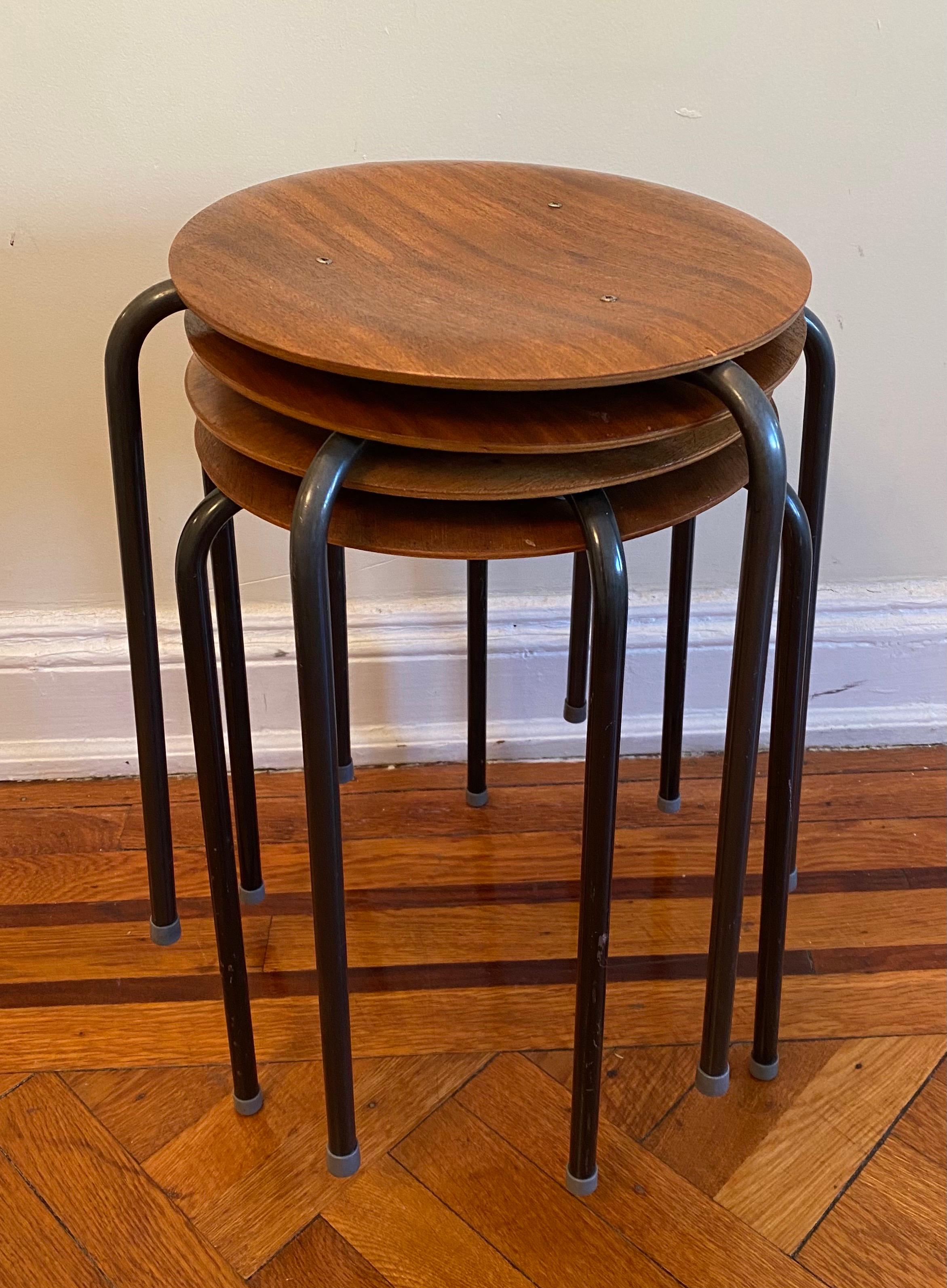 Set of Four Stacking Teak Stools by Arne Jacobsen In Good Condition In Stockton, NJ