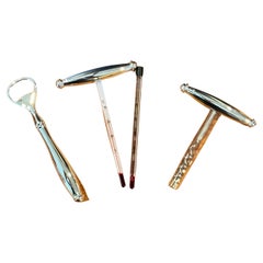 Set di quattro utensili da bar e da vino in acciaio inossidabile con custodia in pelle di Wolf Designs