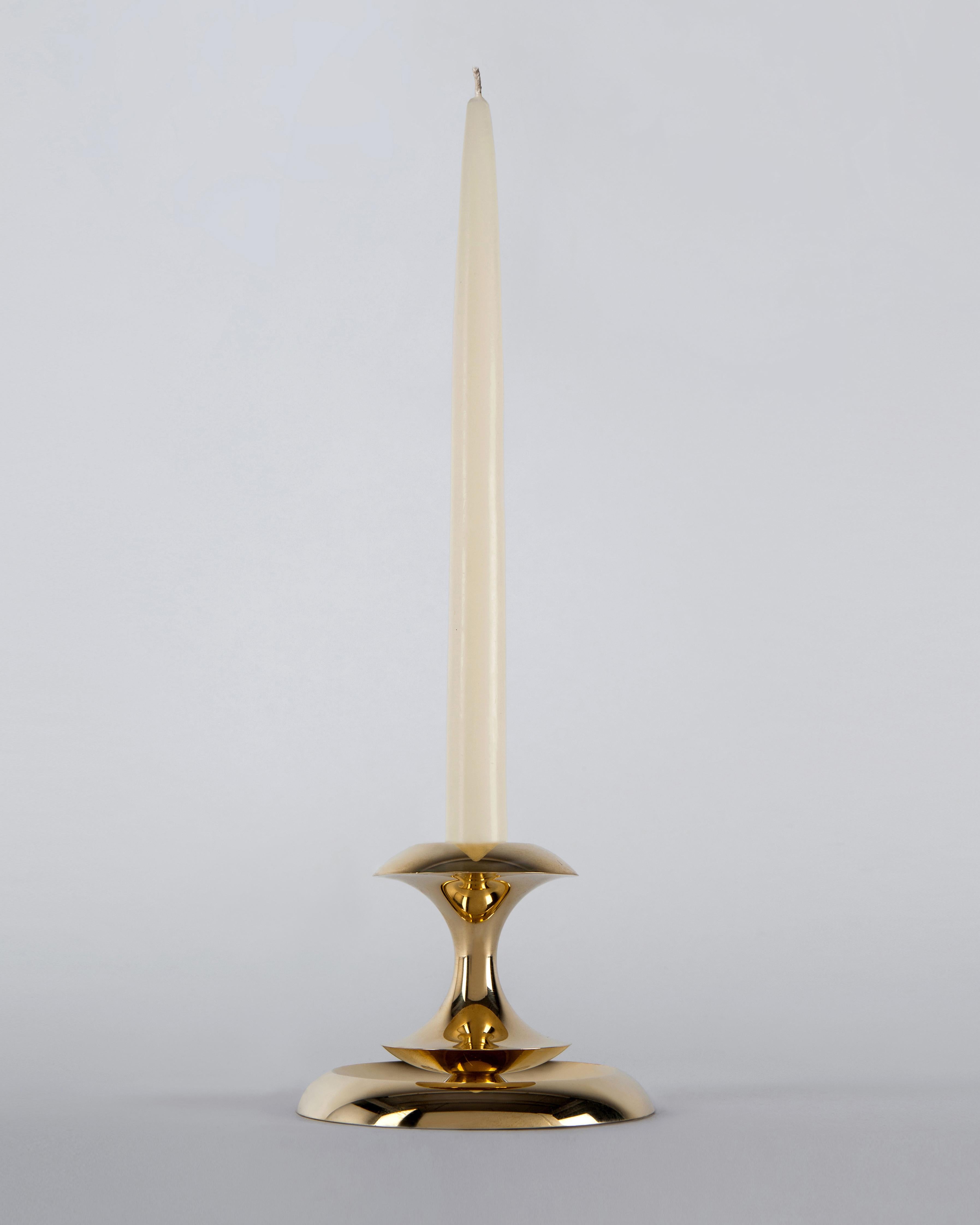 Set of Four Stayman Candlesticks in Solid Hand Polished Brass, Remains Lighting In New Condition In New York, NY