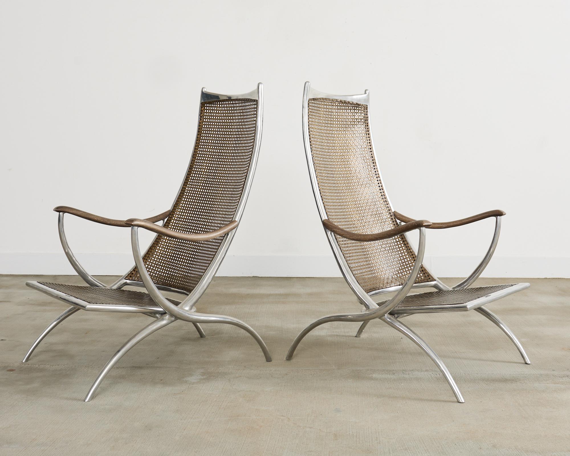 Polished Set of Four Steel Bronze Turku Lounge Chairs by Ironies For Sale