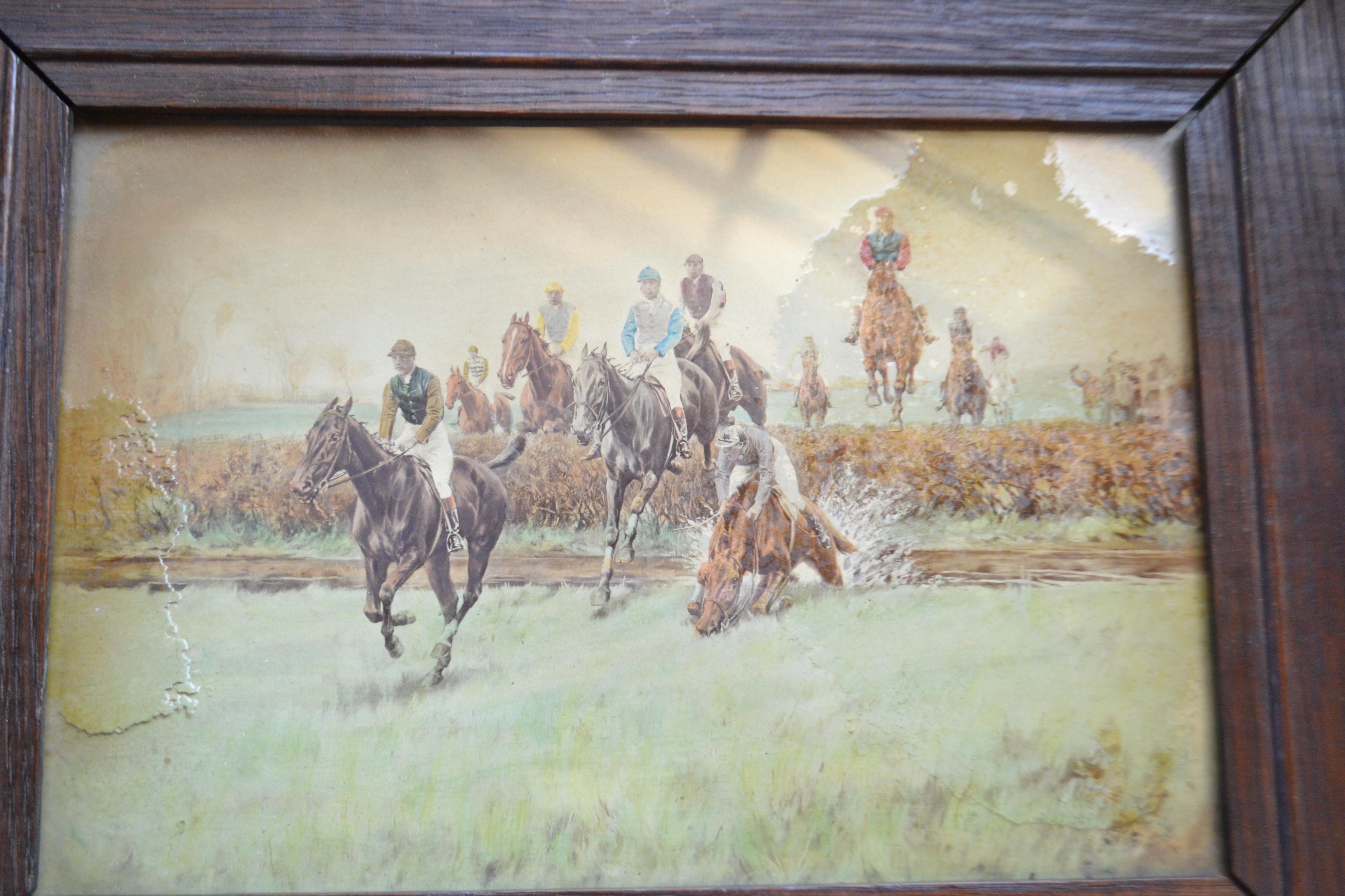 Set of Four Steeplechase Prints by Thomas Blinks In Fair Condition For Sale In Vista, CA