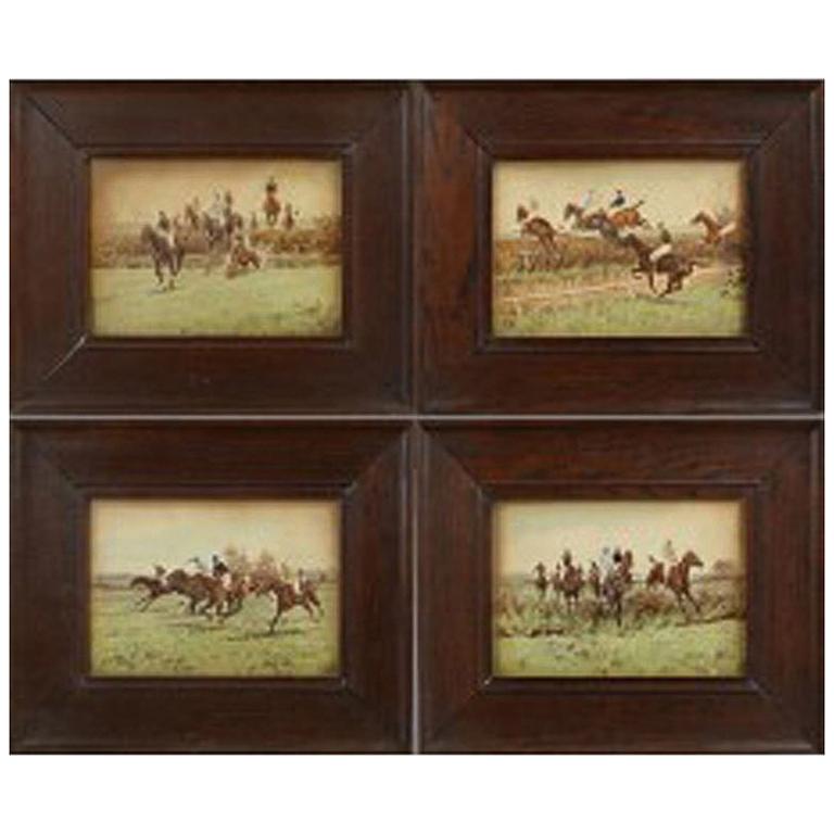 Set of Four Steeplechase Prints by Thomas Blinks For Sale