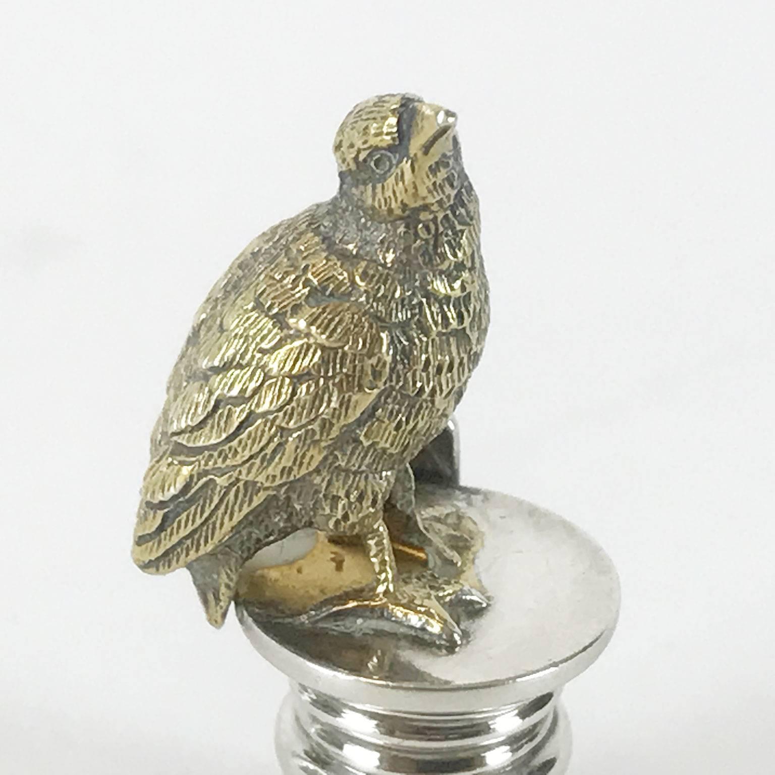 Set of Four Birds Place Card Holders Sterling Silver by E H W & Co London 1914 In Excellent Condition In Milan, IT