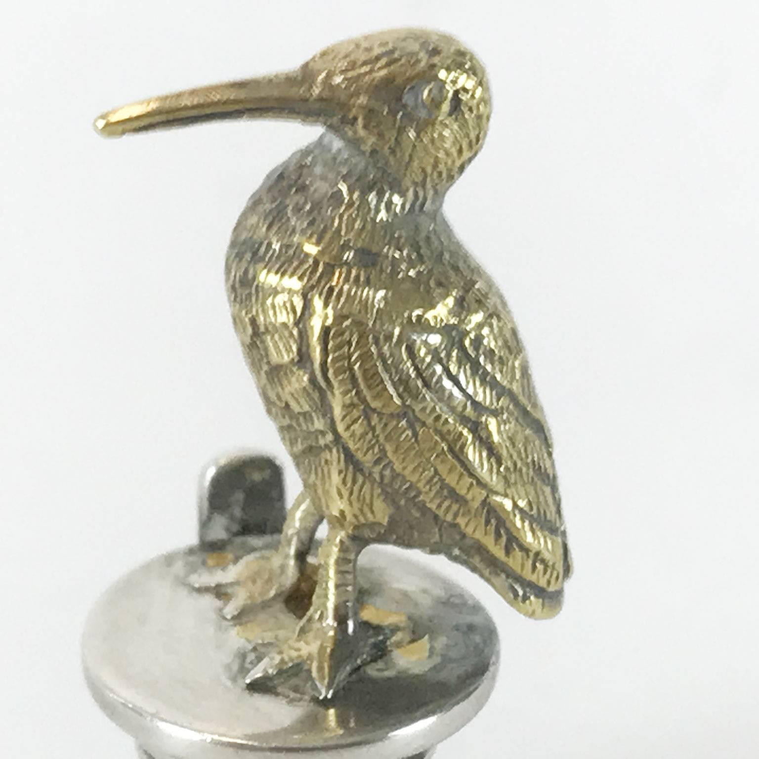 Early 20th Century Set of Four Birds Place Card Holders Sterling Silver by E H W & Co London 1914