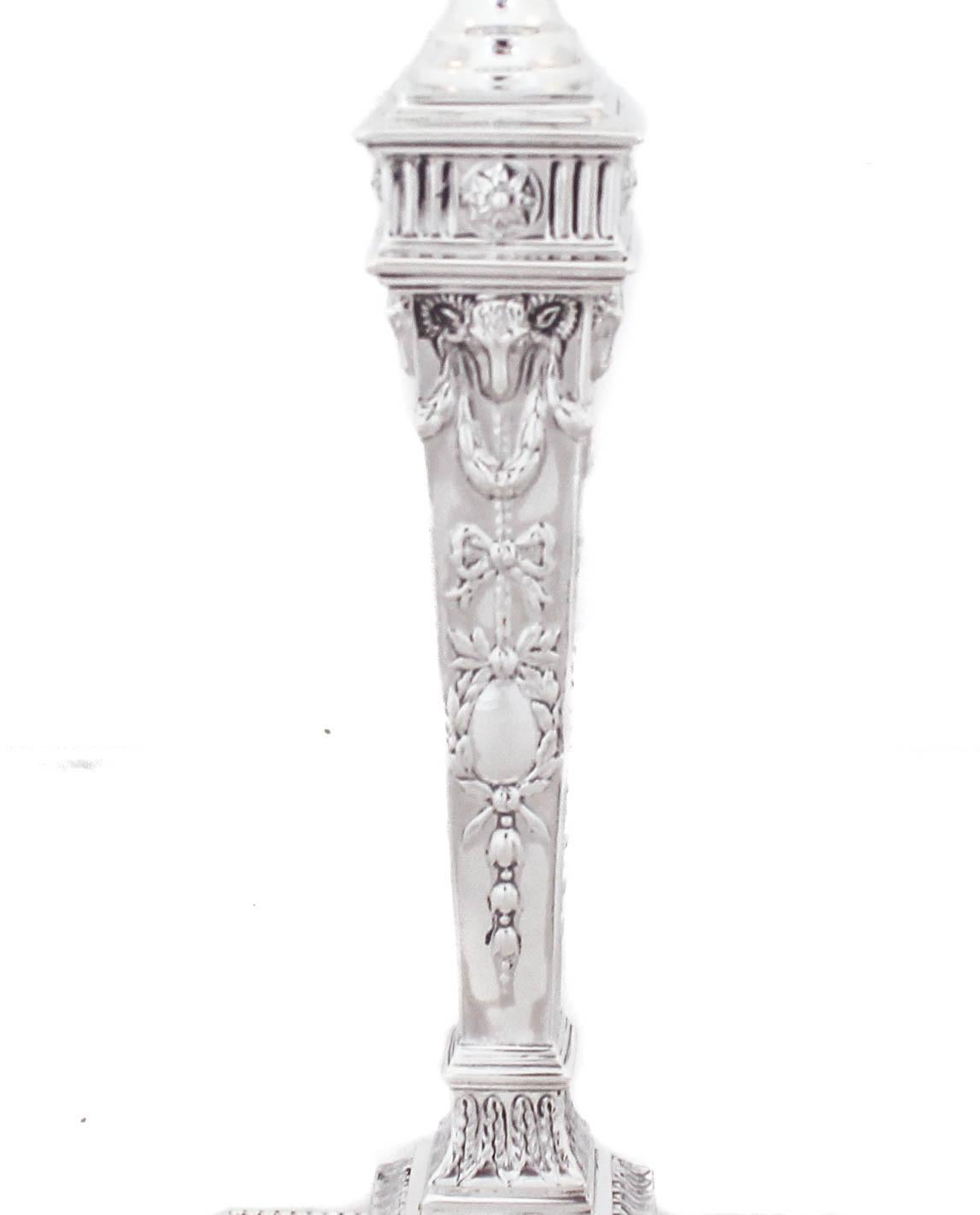 Mid-19th Century Set of Four Sterling Silver English Candlesticks For Sale