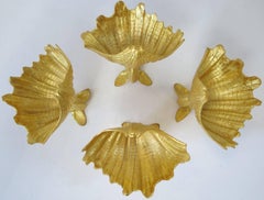 Set of Four Sterling Silver Gilt Dolphin Shell Dishes, Zsa Zsa Gabor Estate