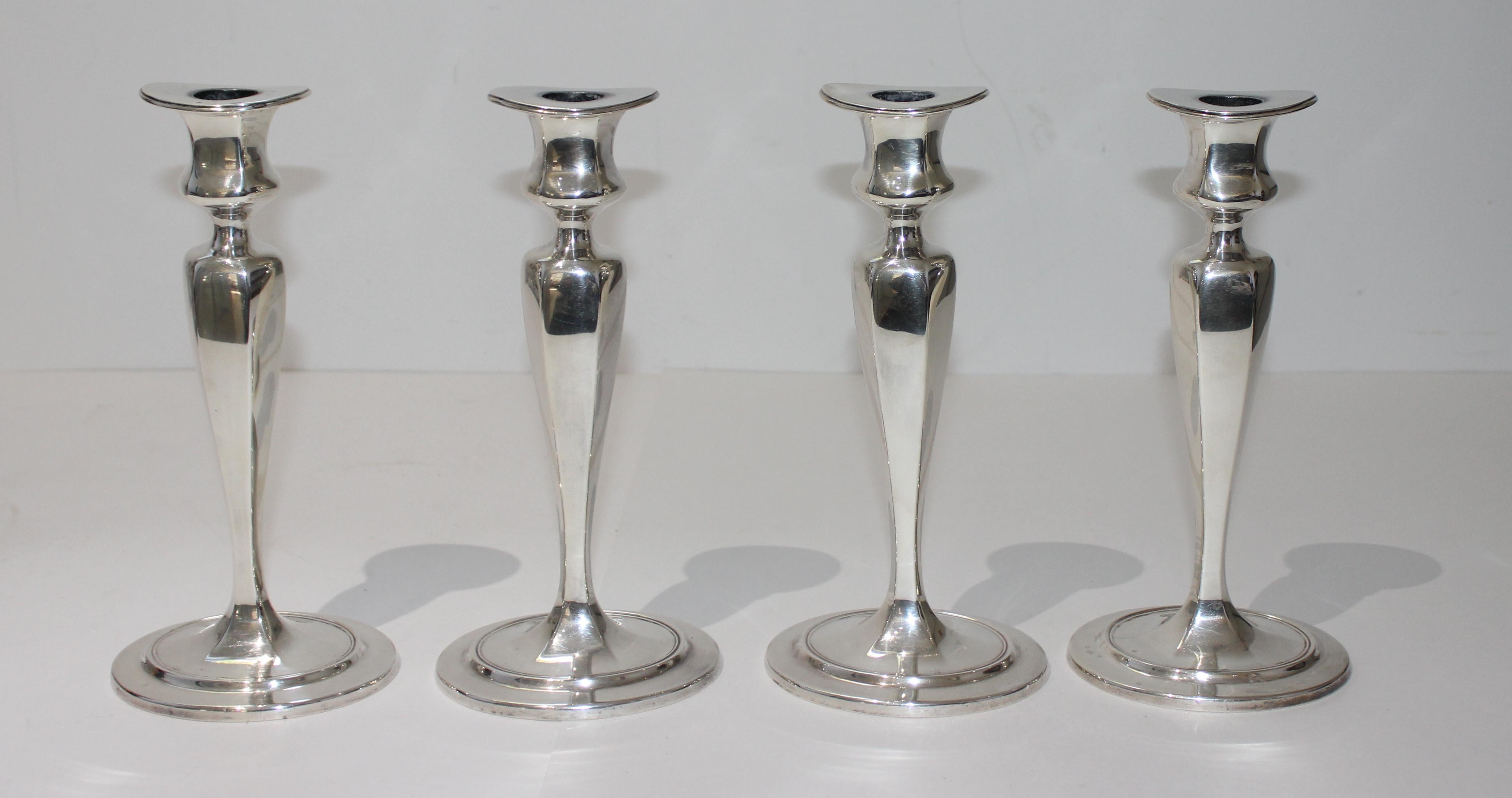 Set of Four Sterling Silver Tiffany and Co Candlesticks at 1stDibs
