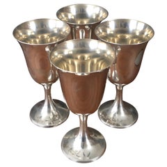 Set of Four Sterling Silver Water / Wine Goblets by Gorham