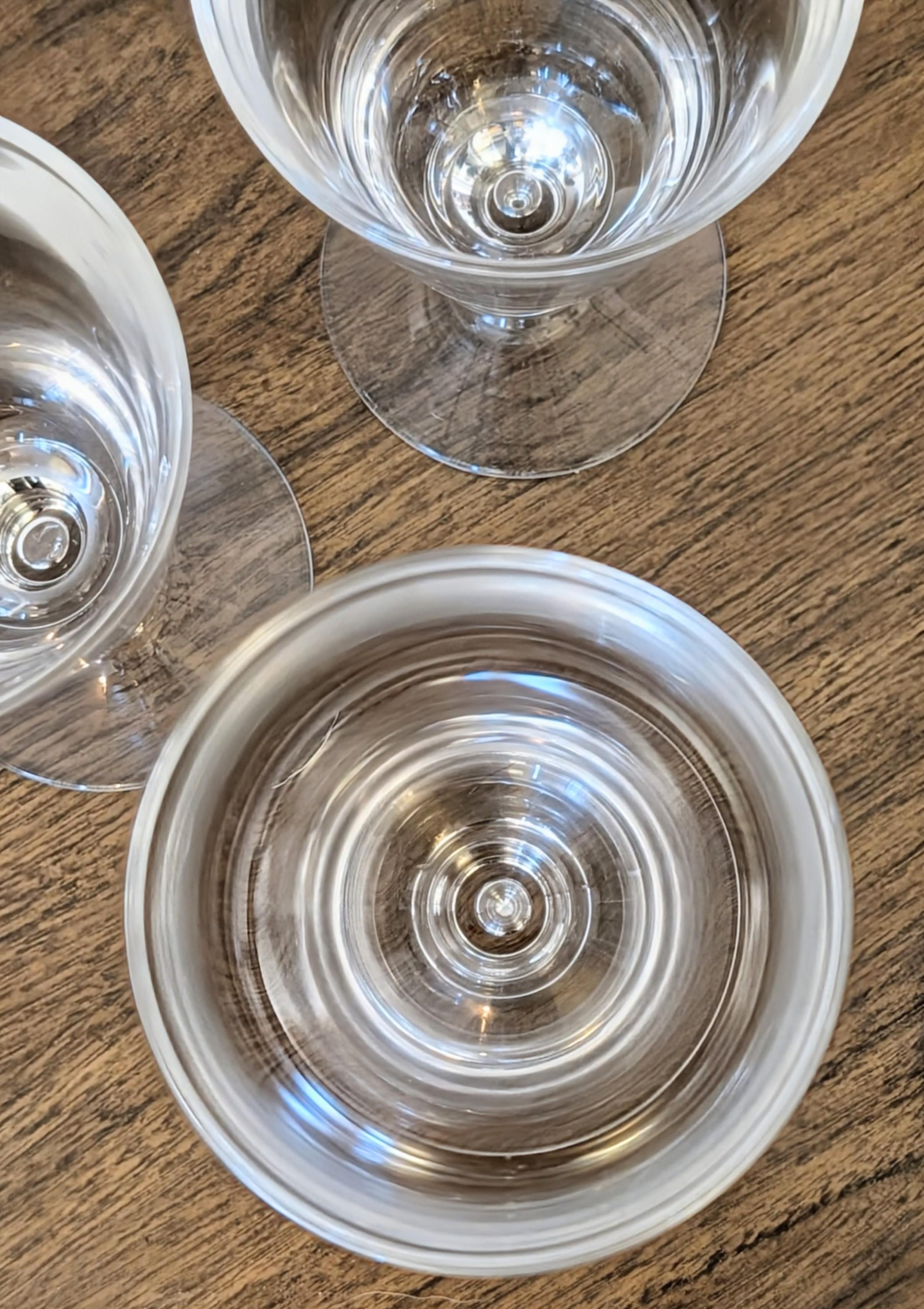 Grigio Set of Four Steuben #7877 Hand-Blown Crystal Water Goblets with Baluster Knop St in vendita