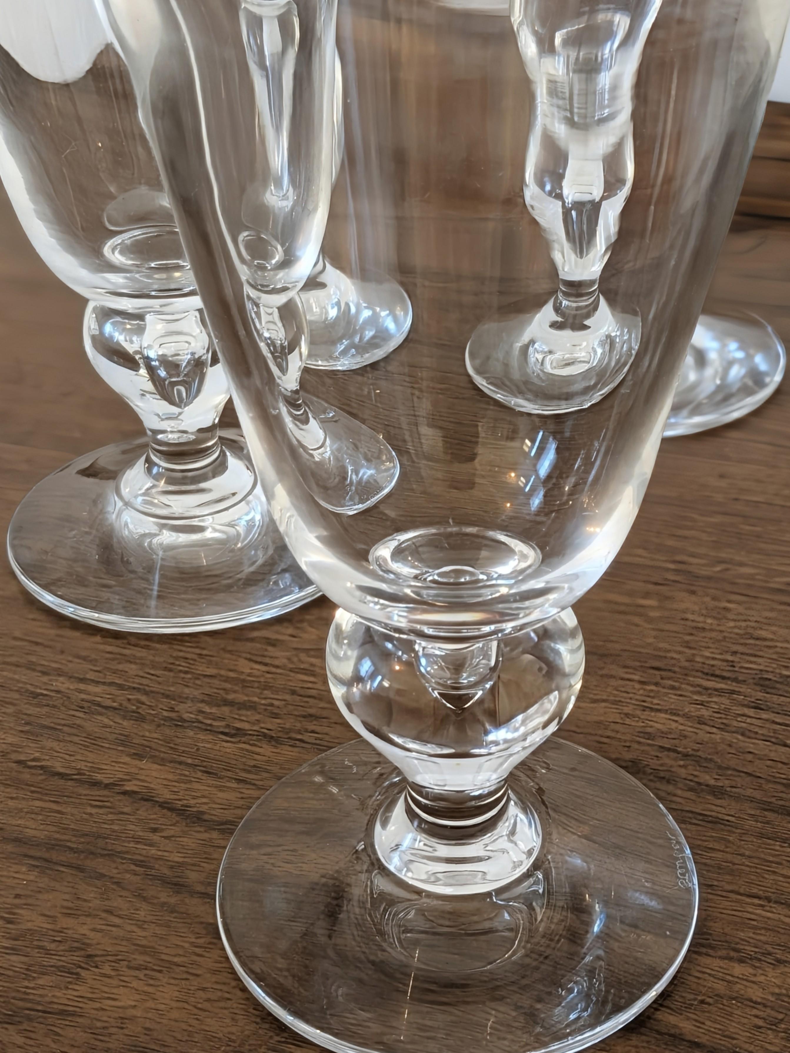 Set of Four Steuben #7877 Hand-Blown Crystal Water Goblets with Baluster Knop St in vendita 2