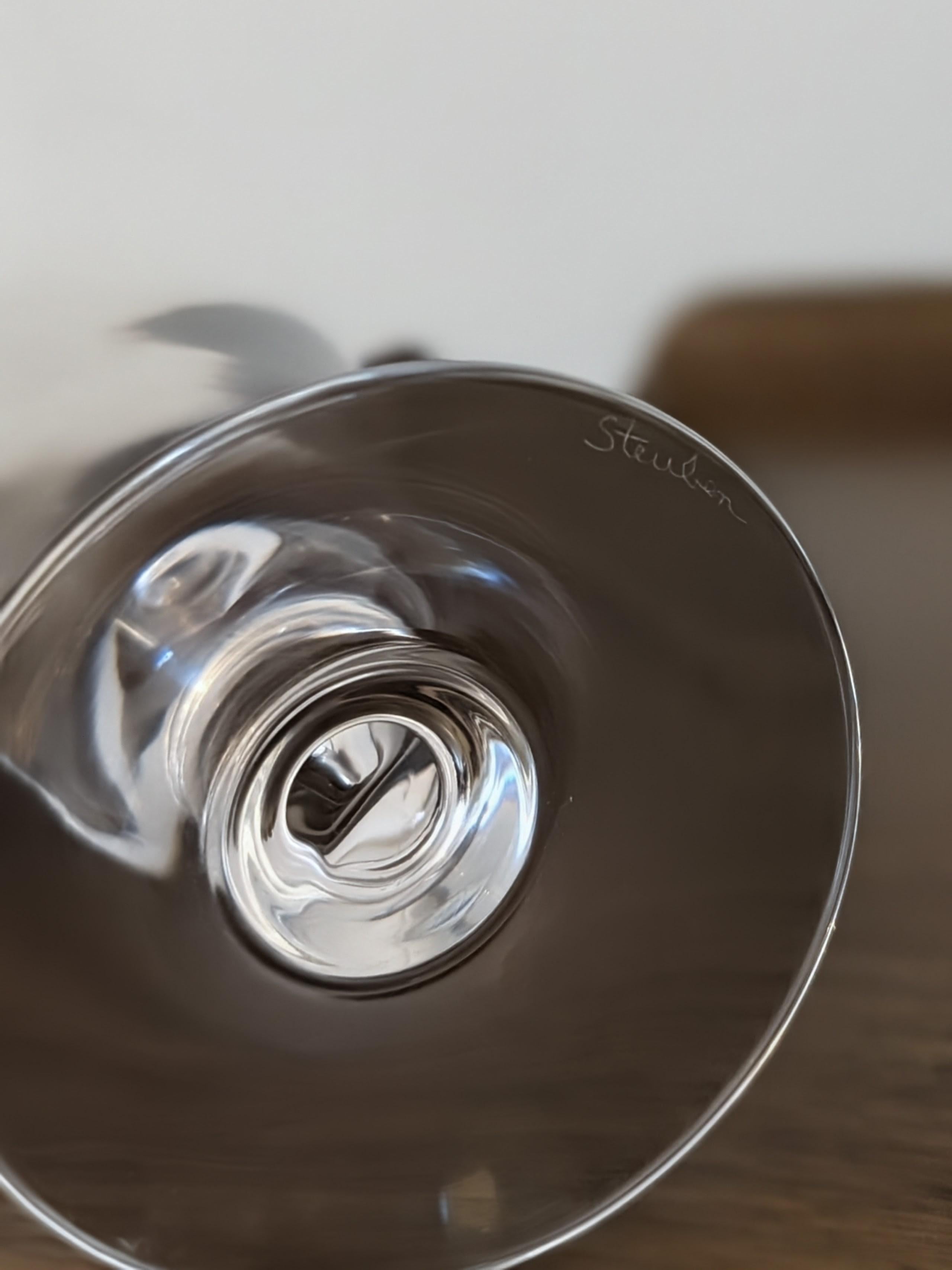 Set of Four Steuben #7877 Hand-Blown Crystal Water Goblets with Baluster Knop St in vendita 3