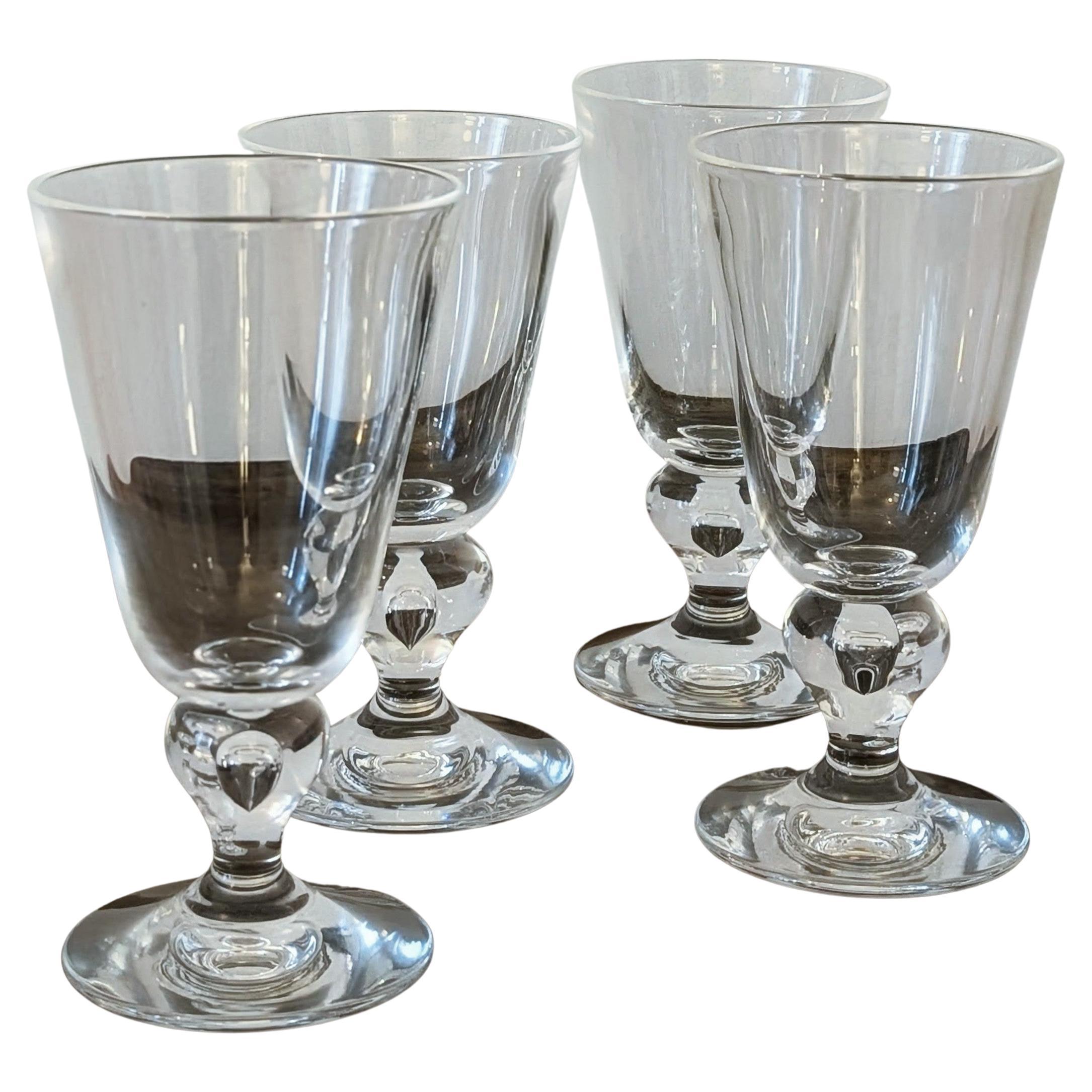 Set of Four Steuben #7877 Hand-Blown Crystal Water Goblets with Baluster Knop St