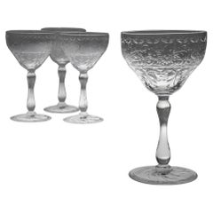 Set of Four Stevens and Williams Rock Crystal Champagne Coupes, circa 1910