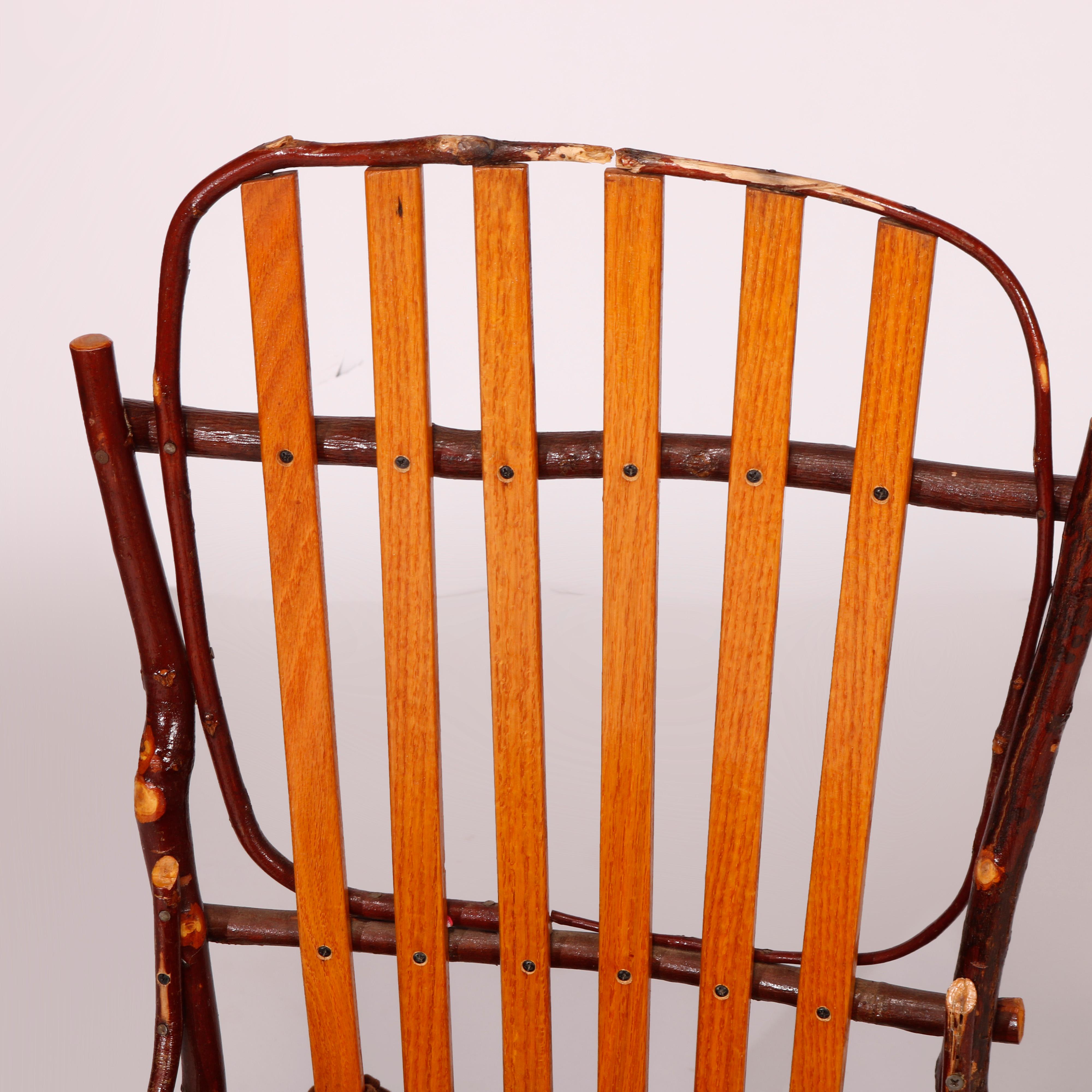 Set of Four Stick Form Branch & Slat Side Chairs, 20th C For Sale 6
