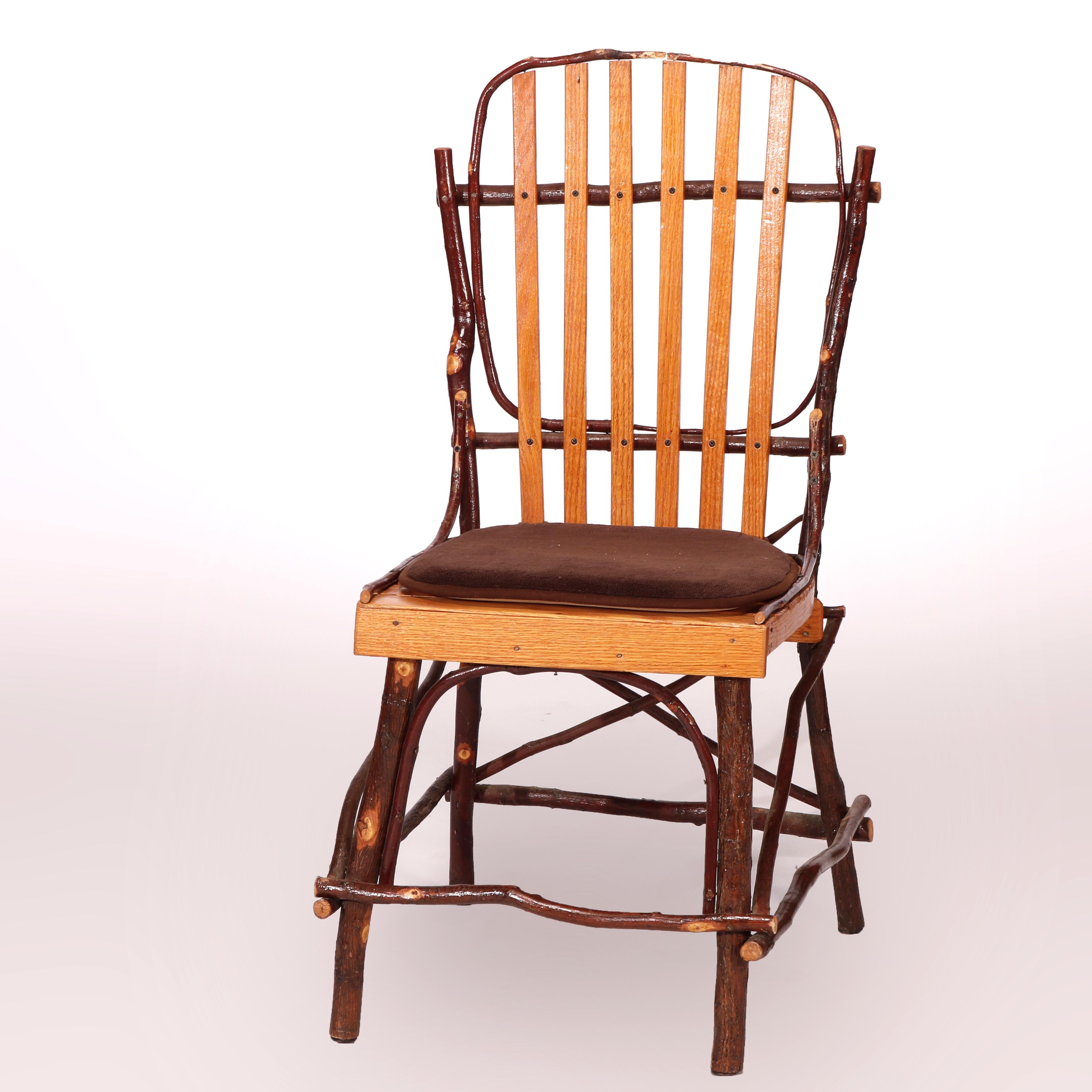 Adirondack Set of Four Stick Form Branch & Slat Side Chairs, 20th C For Sale