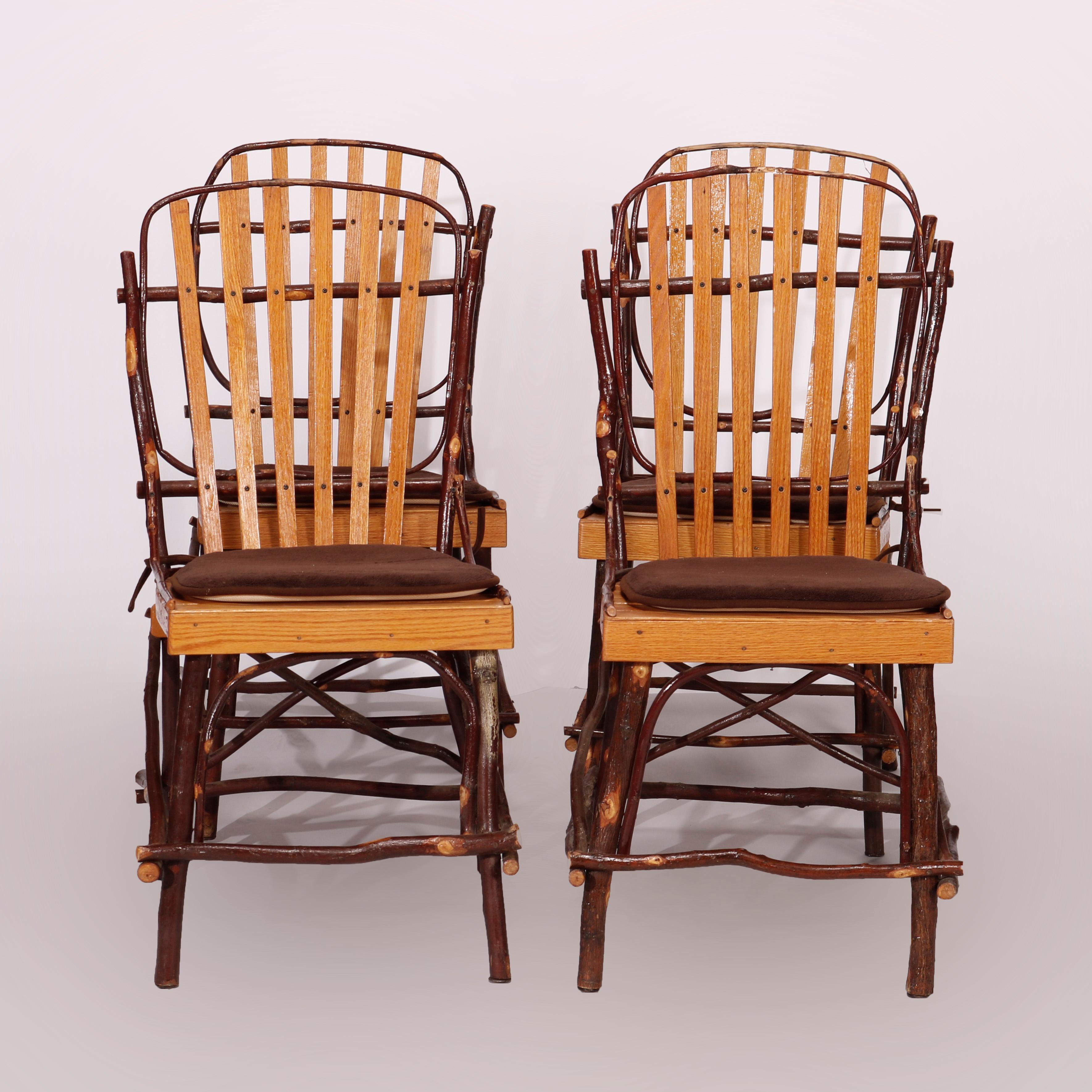 Set of Four Stick Form Branch & Slat Side Chairs, 20th C For Sale 1