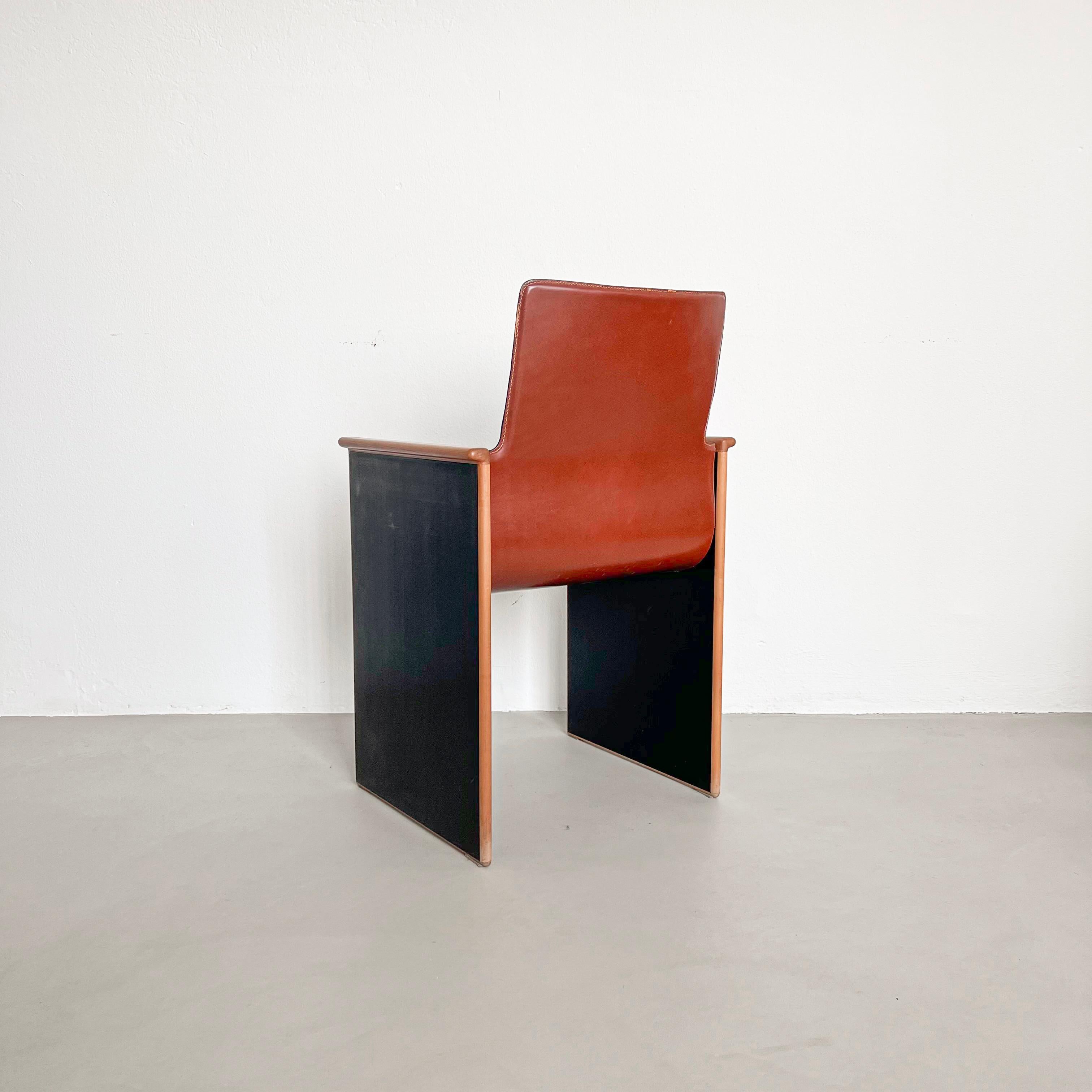 Leather Set of Four Stildomus Segesto Chairs by Afra and Tobia Scarpa, Torcello Series For Sale