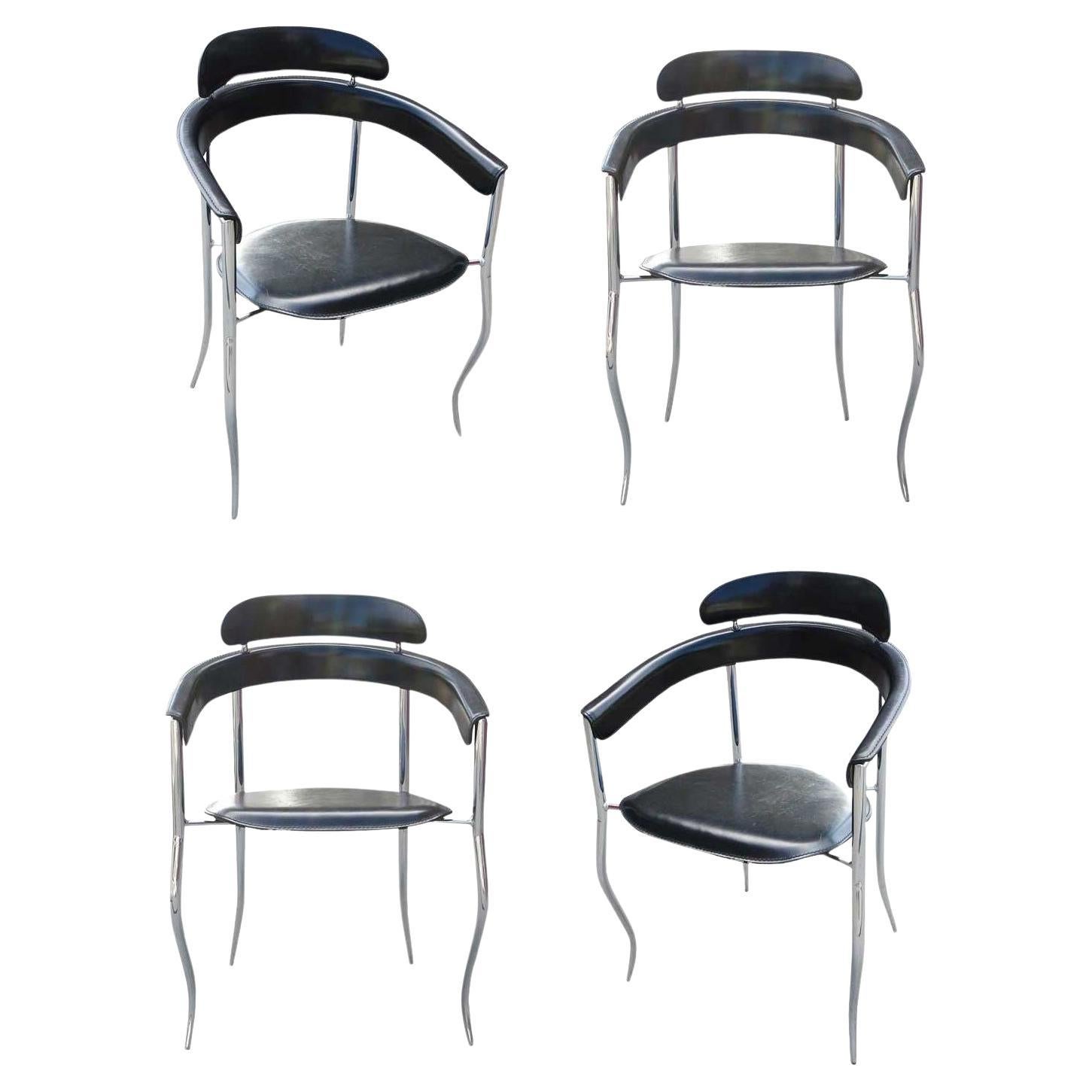 Set of Four Stiletto Architectural Chairs by Arrben, Italy