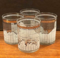 Set of Four Stock Market / Wall Street / Dow Jones / Cocktail Glasses by Cera