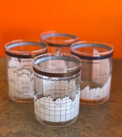 Set of Four Stock Market / Wall Street / Dow Jones / Cocktail Glasses by Cera