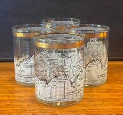 Set of Four Stock Market / Wall Street / Dow Jones / Cocktail Glasses by Cera
