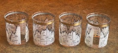Set of Four Stock Market / Wall Street / Dow Jones / Cocktail Glasses by Cera