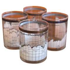 Set of Four Stock Market / Wall Street / Dow Jones / Cocktail Glasses by Cera