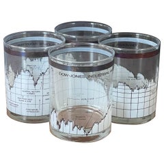 Set of Four Stock Market / Wall Street / Dow Jones / Cocktail Glasses by Cera