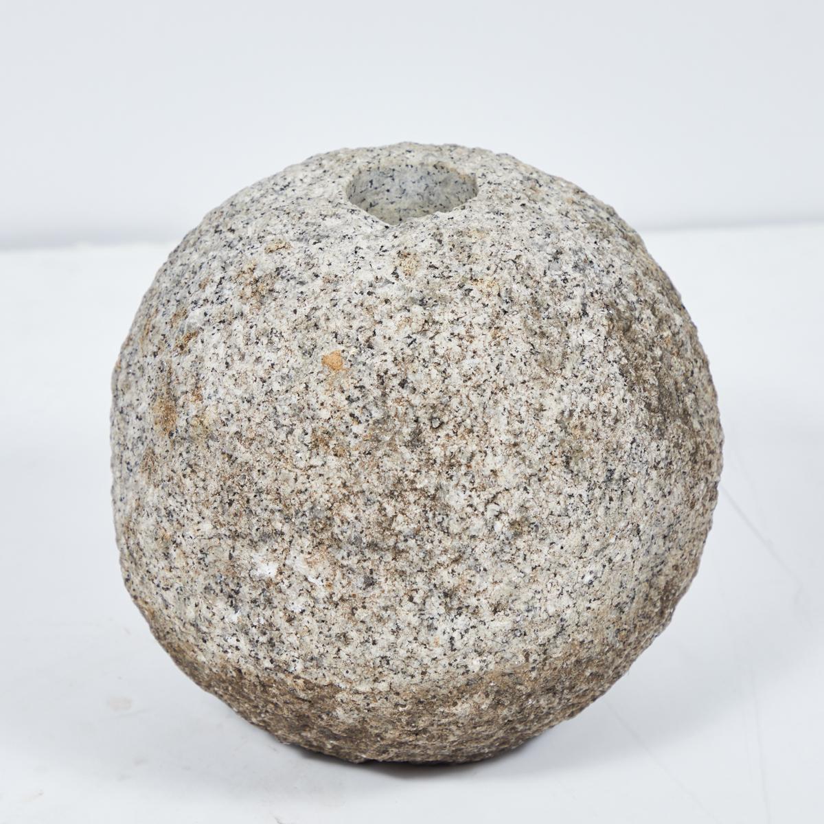 English Set of Four Primitive Carved Stone Balls