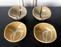 Set of Four Stoneware Bowls in Shino Style by Warren Mackenzie