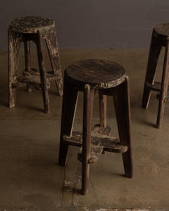Set of Four Stools by Pierre Jeanneret, Chandigarh, India