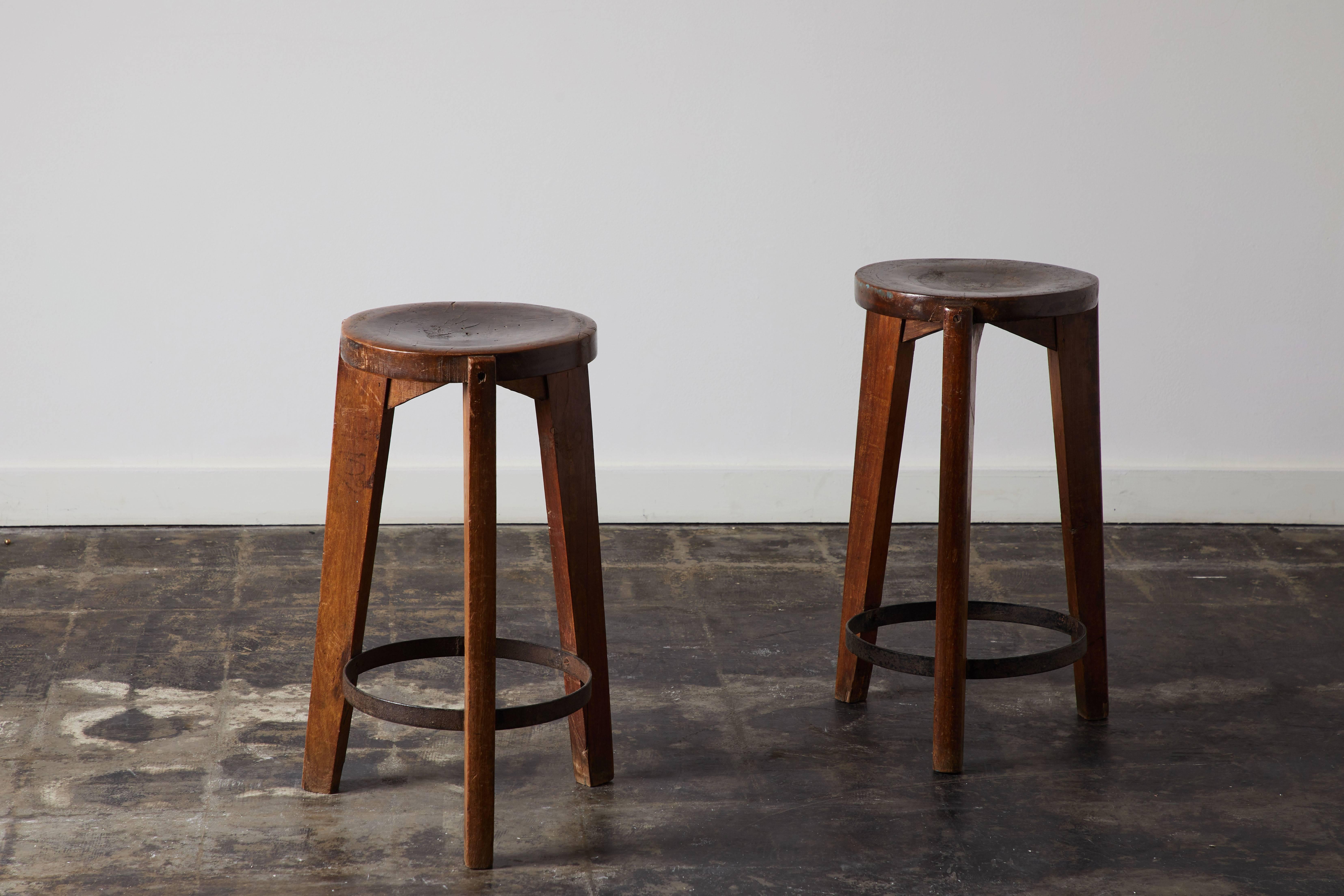 Steel Set of Four Stools by Pierre Jeanneret for Punjab University in Chandigarh