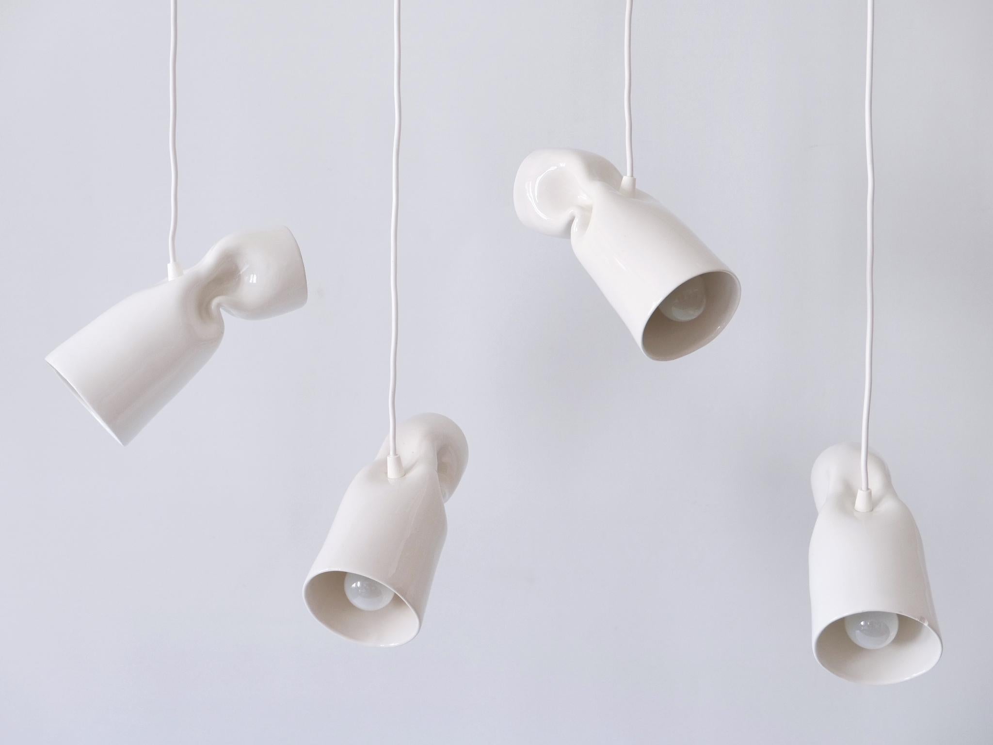 Glazed Set of Four Strangled Light Pendant Lamps by Gitta Gschwendtner for Artificial For Sale