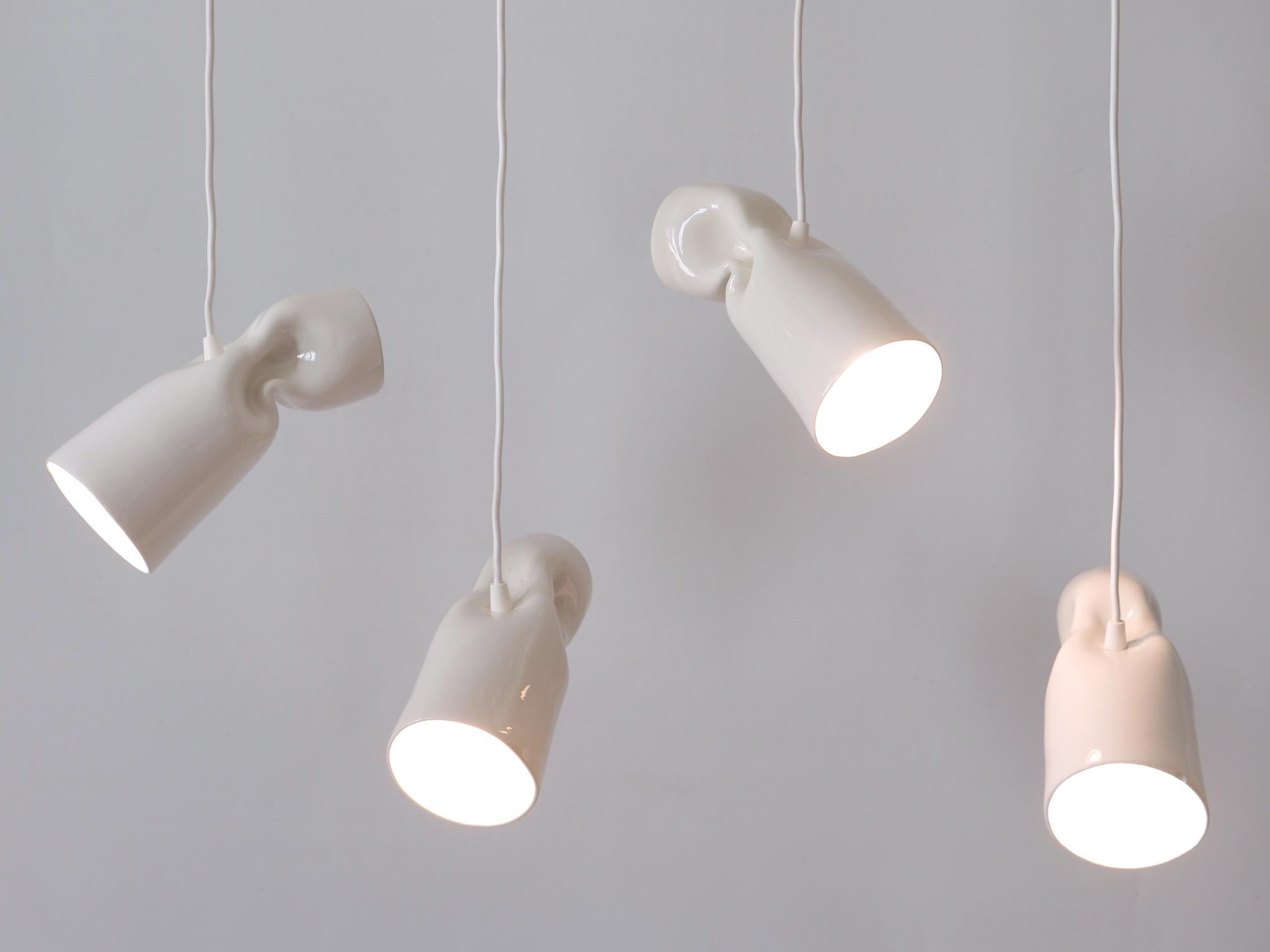 Glazed Set of Four Strangled Light Pendant Lamps by Gitta Gschwendtner for Artificial For Sale