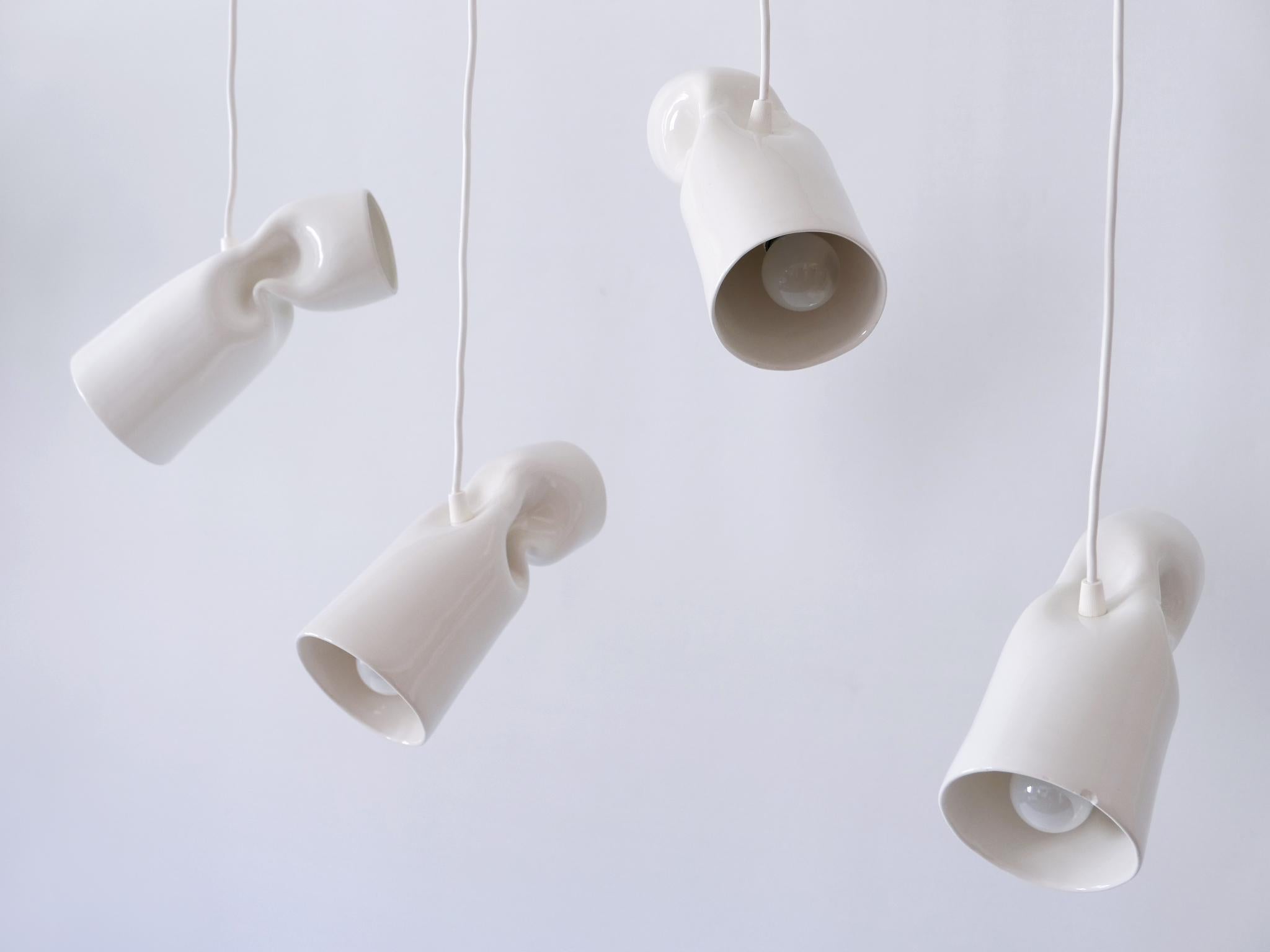 Set of Four Strangled Light Pendant Lamps by Gitta Gschwendtner for Artificial In Good Condition For Sale In Munich, DE