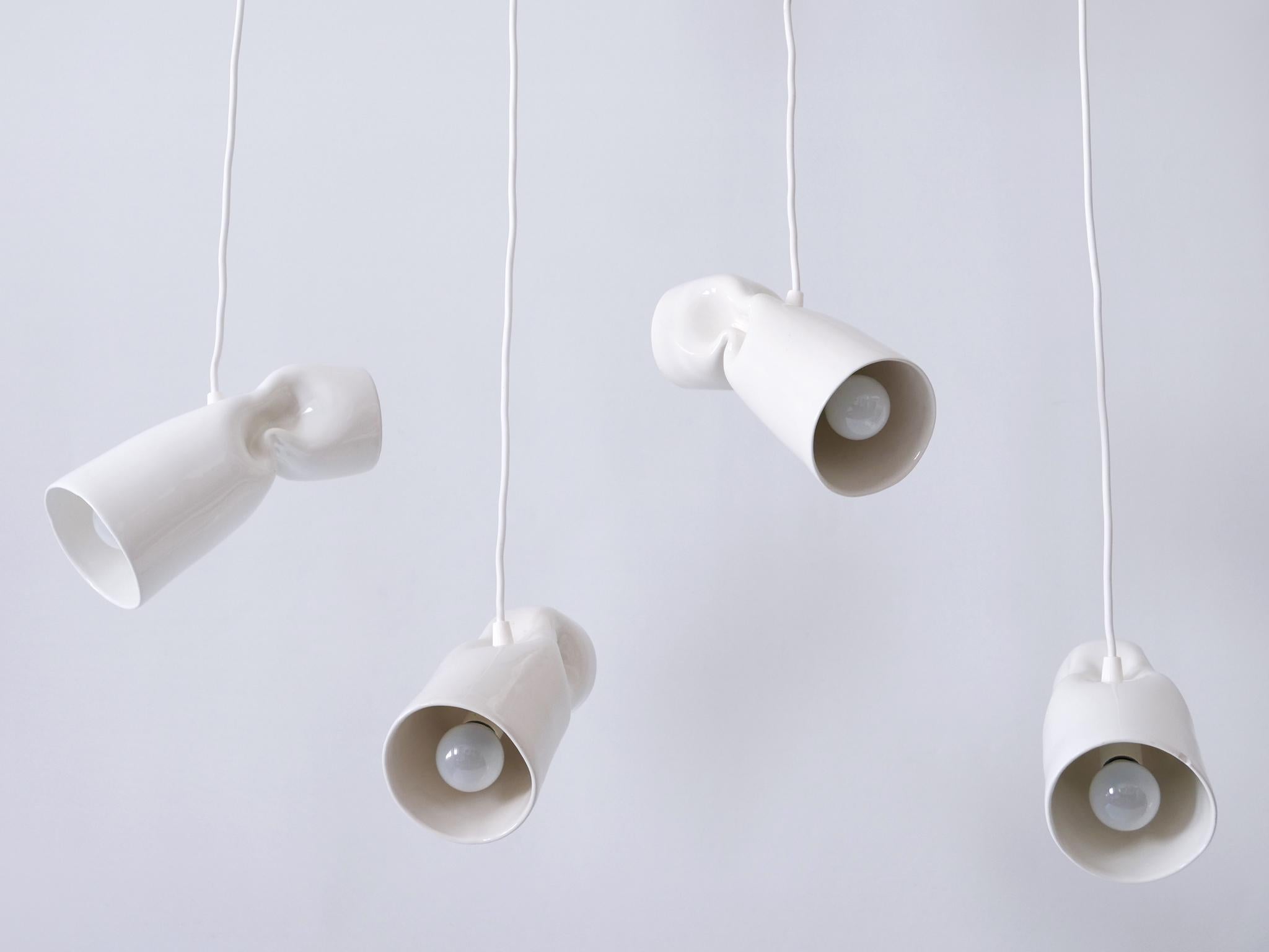 Ceramic Set of Four Strangled Light Pendant Lamps by Gitta Gschwendtner for Artificial For Sale