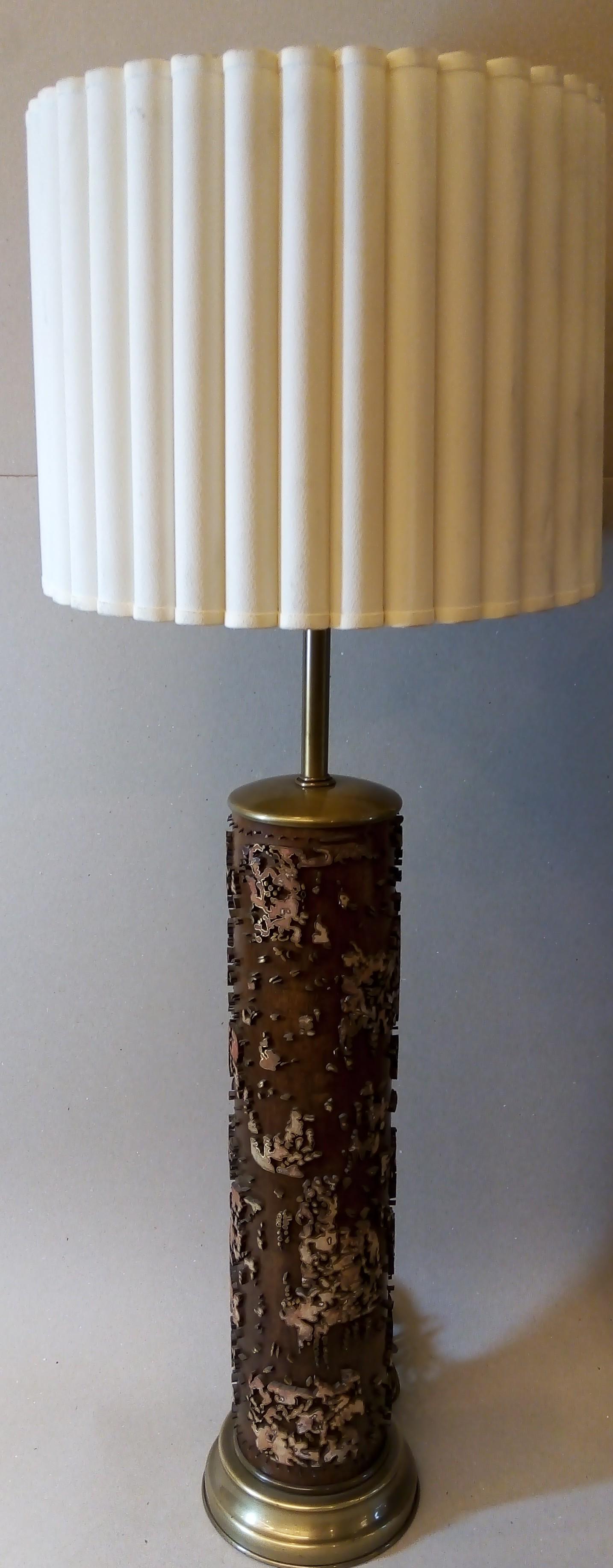 Mid-20th Century Set of 4 Striking Wallpaper Printing Roller Lamps from the 60's