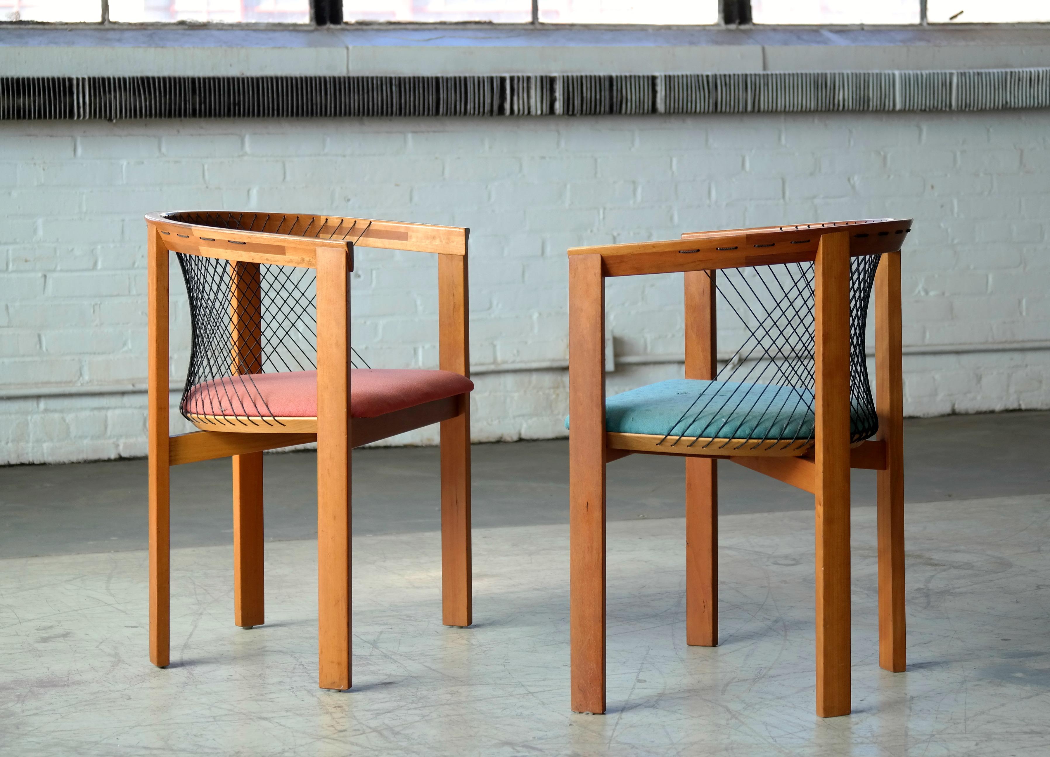 Set of Four String Dining Chairs by Niels Jørgen Haugesen for Tranekaer, Denmark 3