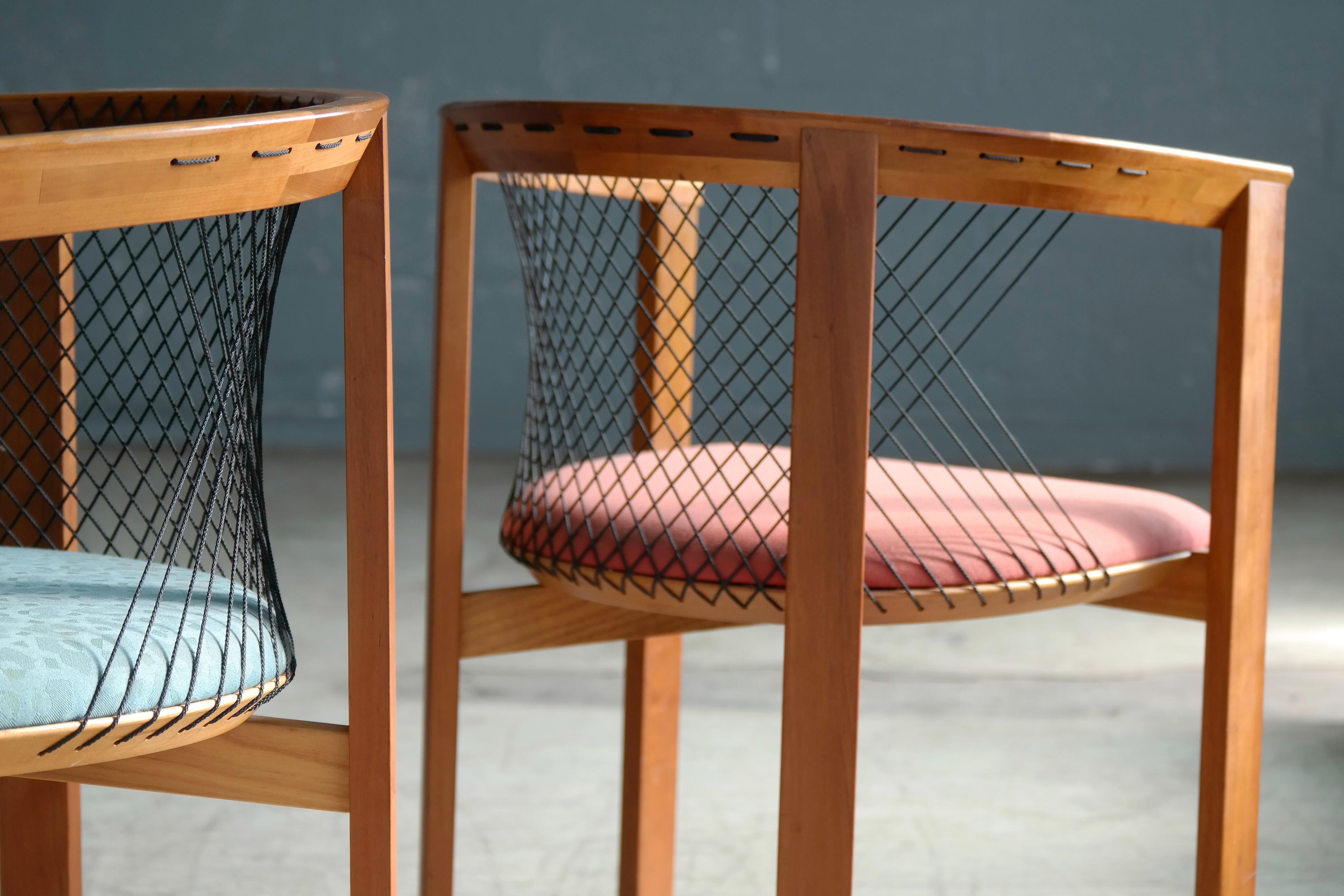 Set of Four String Dining Chairs by Niels Jørgen Haugesen for Tranekaer, Denmark 4