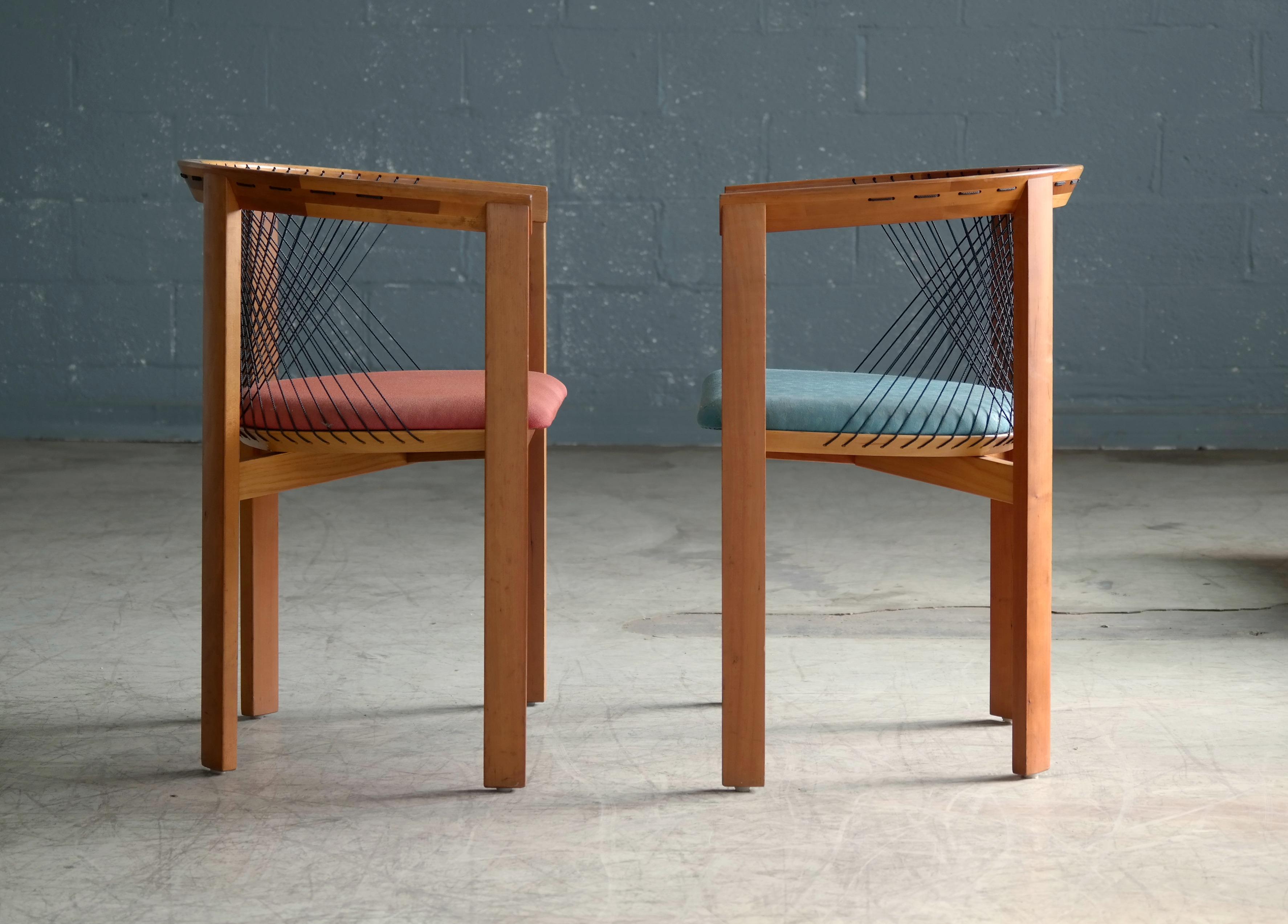 Set of Four String Dining Chairs by Niels Jørgen Haugesen for Tranekaer, Denmark In Good Condition In Bridgeport, CT
