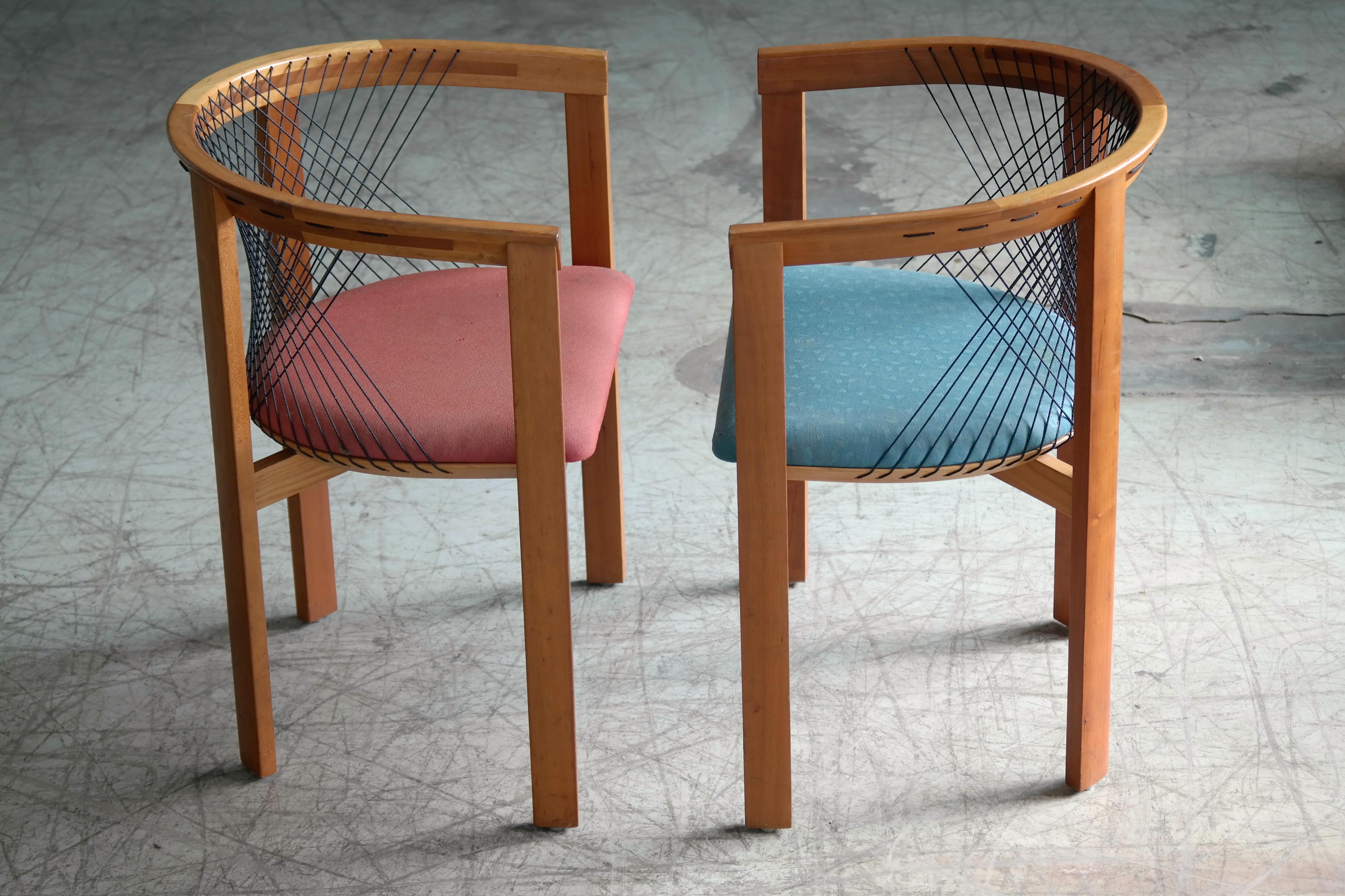 Late 20th Century Set of Four String Dining Chairs by Niels Jørgen Haugesen for Tranekaer, Denmark