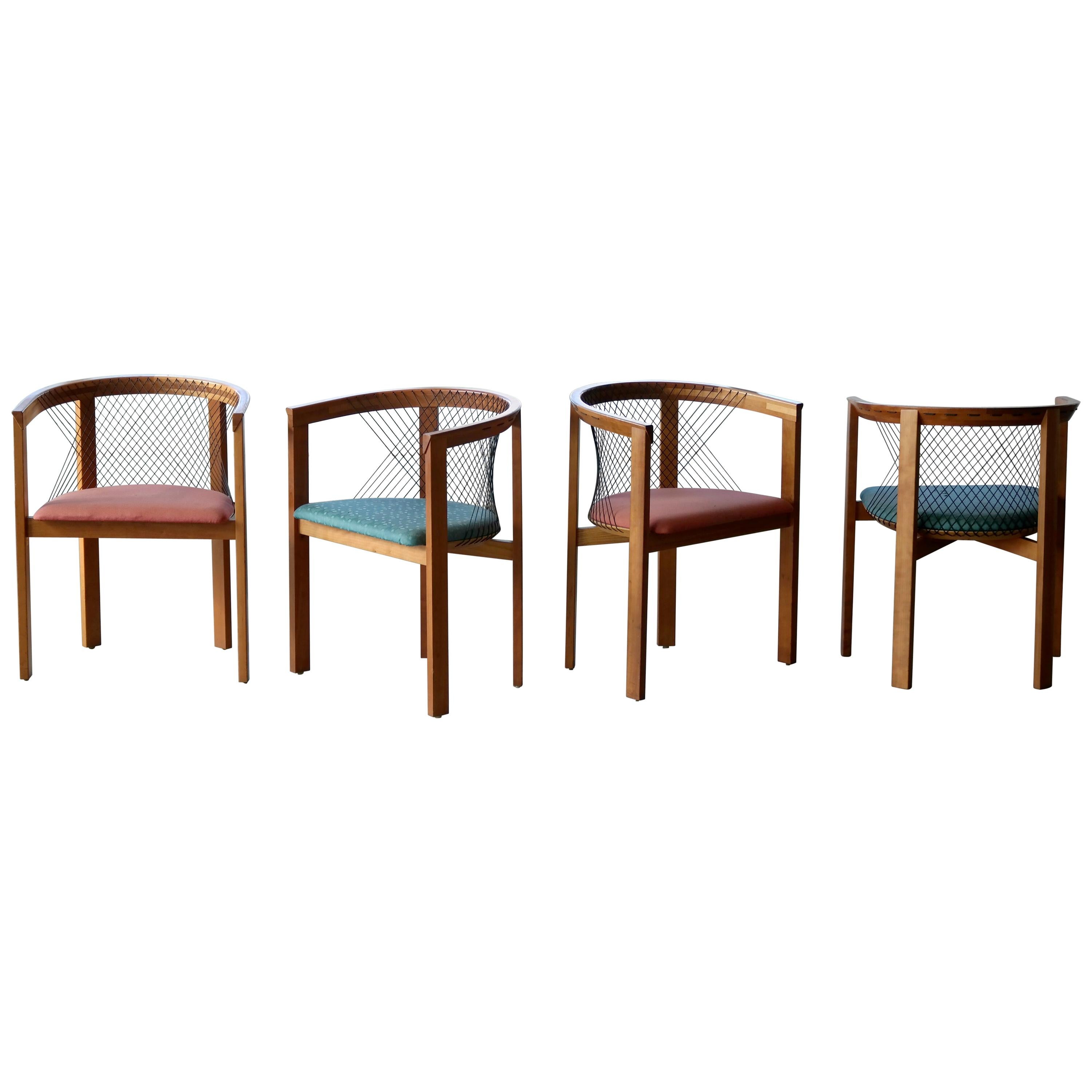 Set of Four String Dining Chairs by Niels Jørgen Haugesen for Tranekaer, Denmark