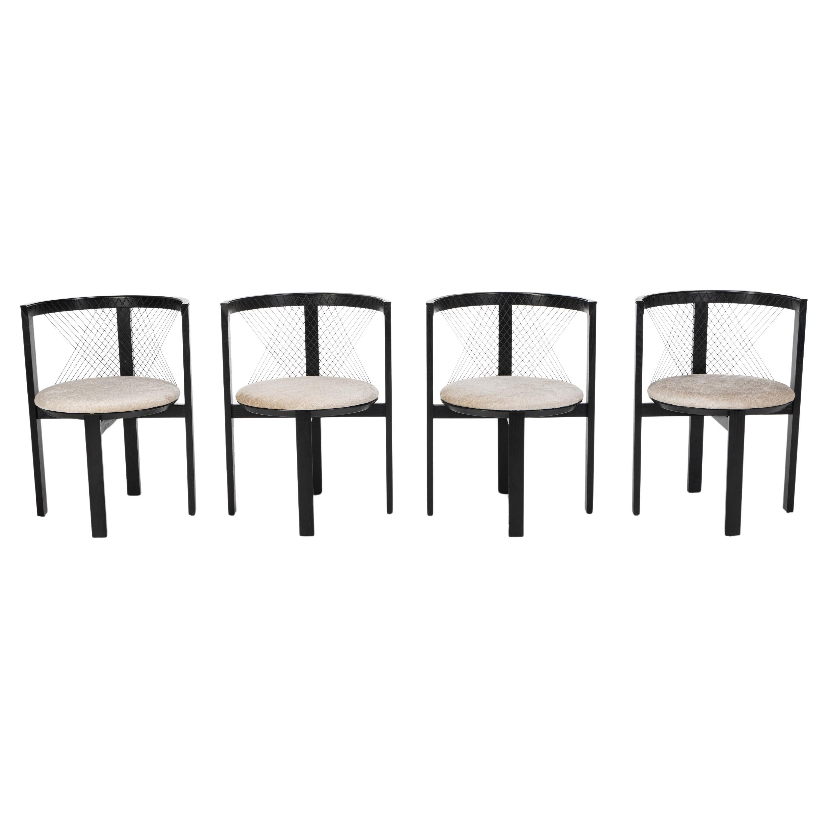 Set of four 'String' dining chairs by Niels Jørgen Haugesen for Tranekaer