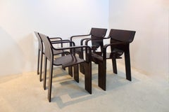 Set of four ‘Strip’ Dining Chairs with Armrests by Gijs Bakker for Castelijn, Ne