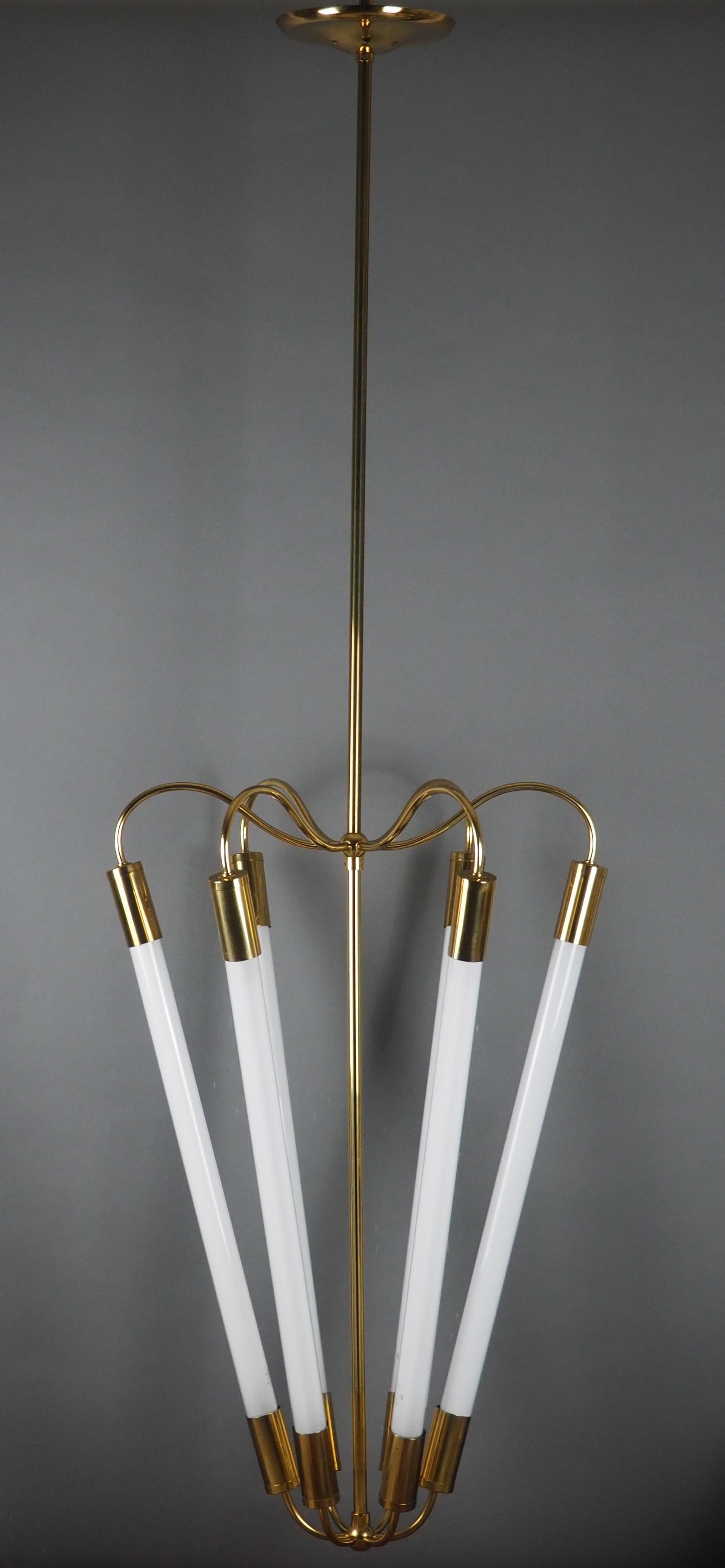 Art Deco Set of Four Stunning Bauhaus Chandeliers by Kaiser, Germany, circa 1940s