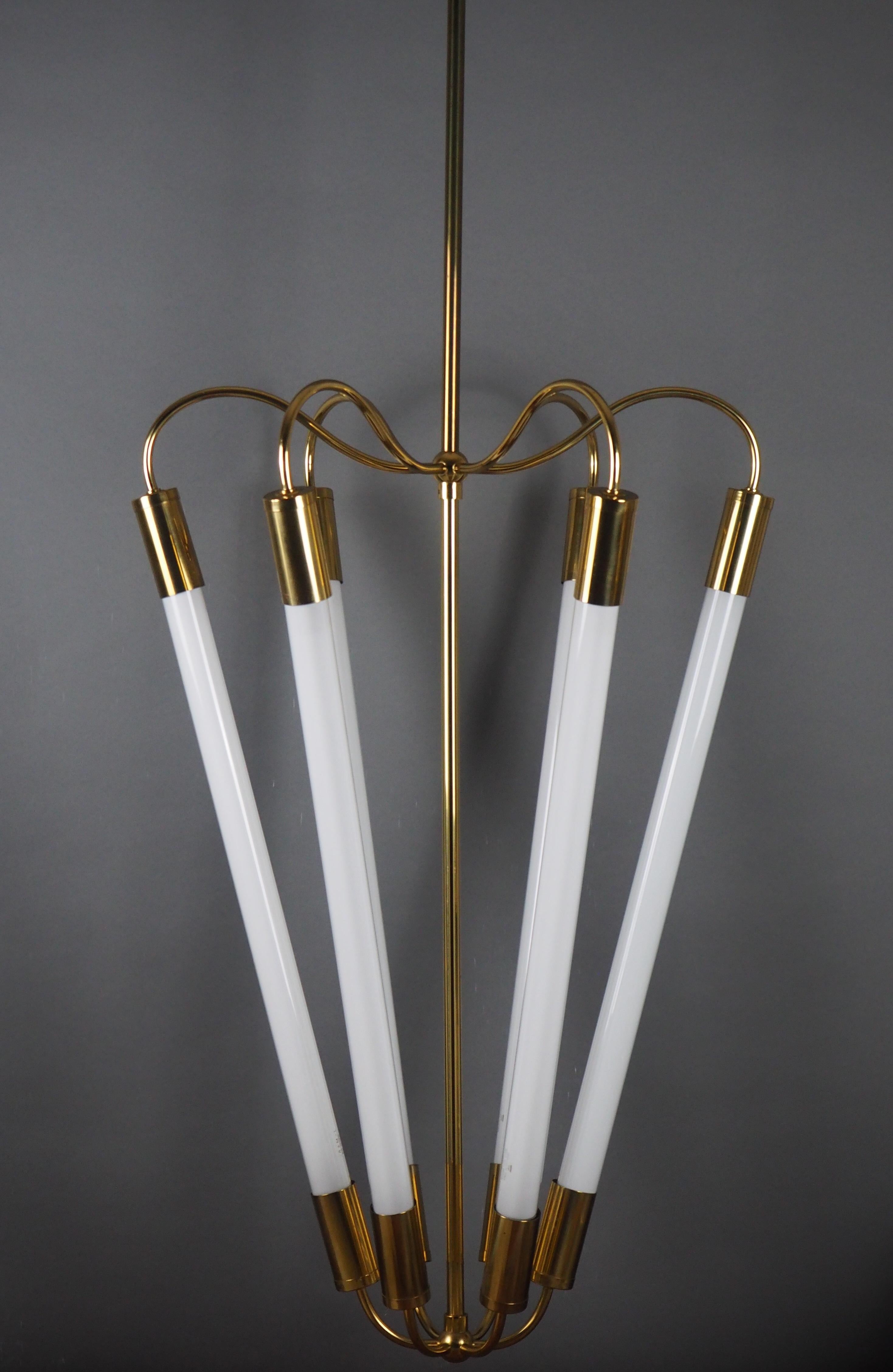 Mid-20th Century Set of Four Stunning Bauhaus Chandeliers by Kaiser, Germany, circa 1940s