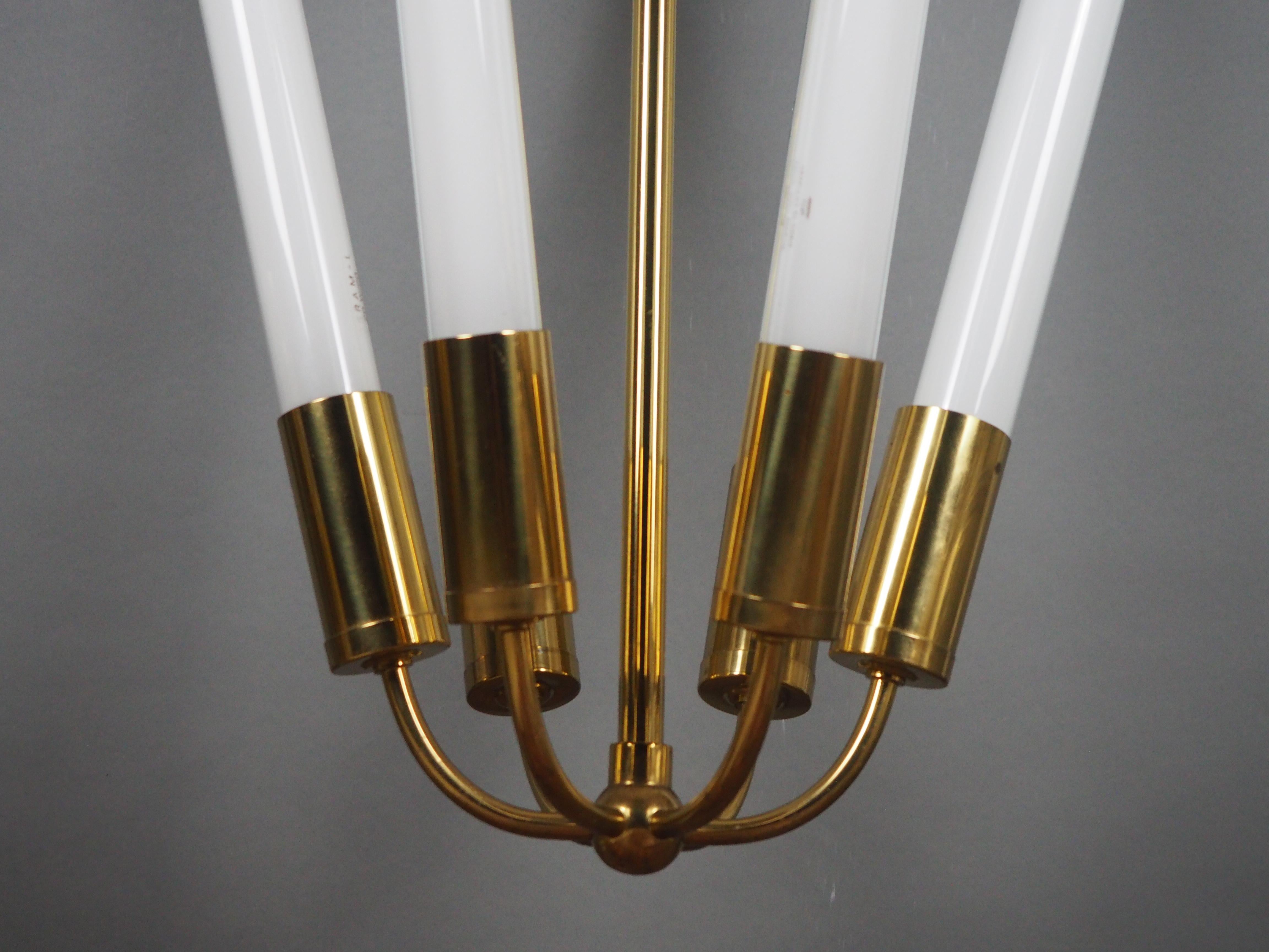 Set of Four Stunning Bauhaus Chandeliers by Kaiser, Germany, circa 1940s 1