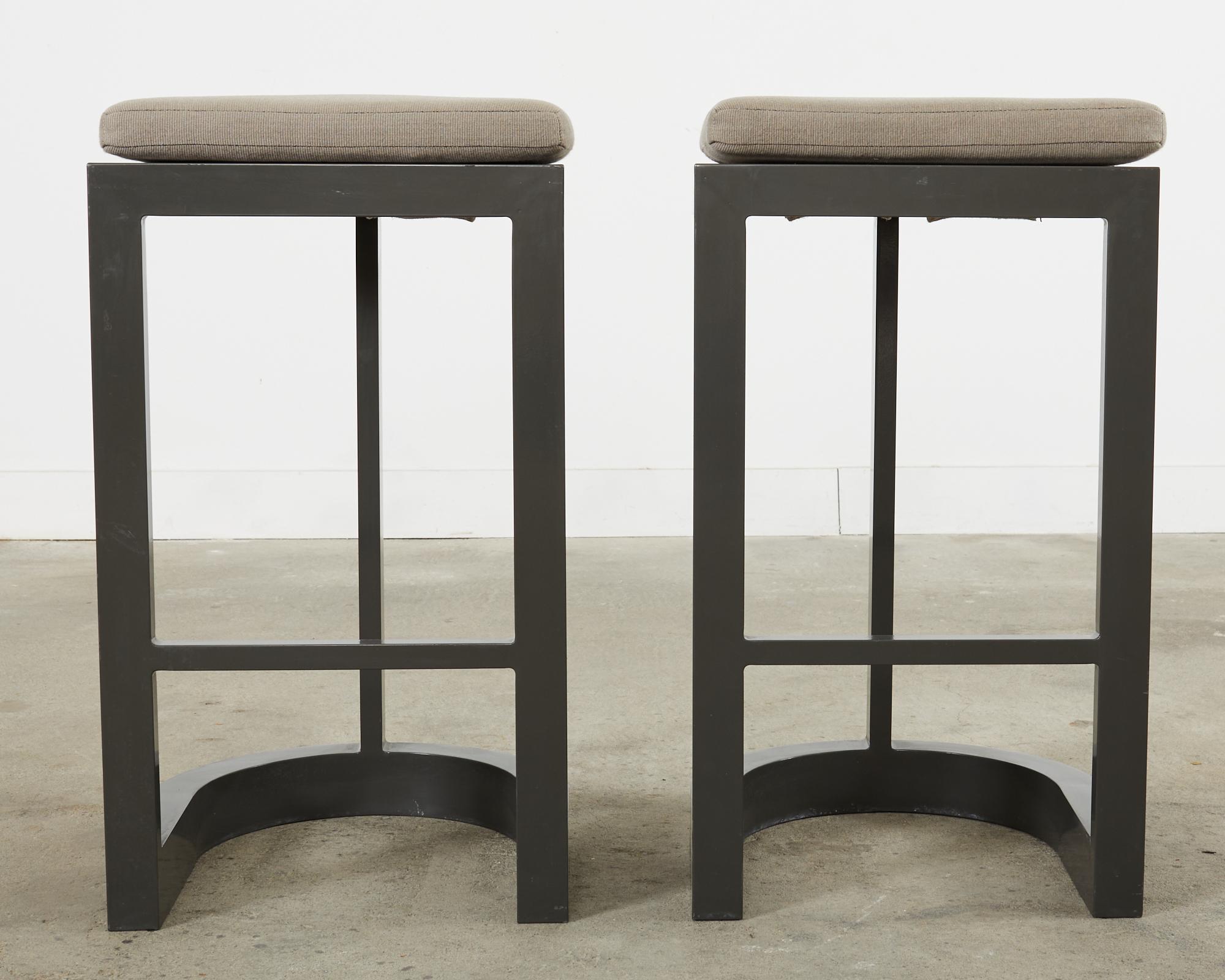Powder-Coated Set of Four Sutherland Powder Coated Aluminum Barstools